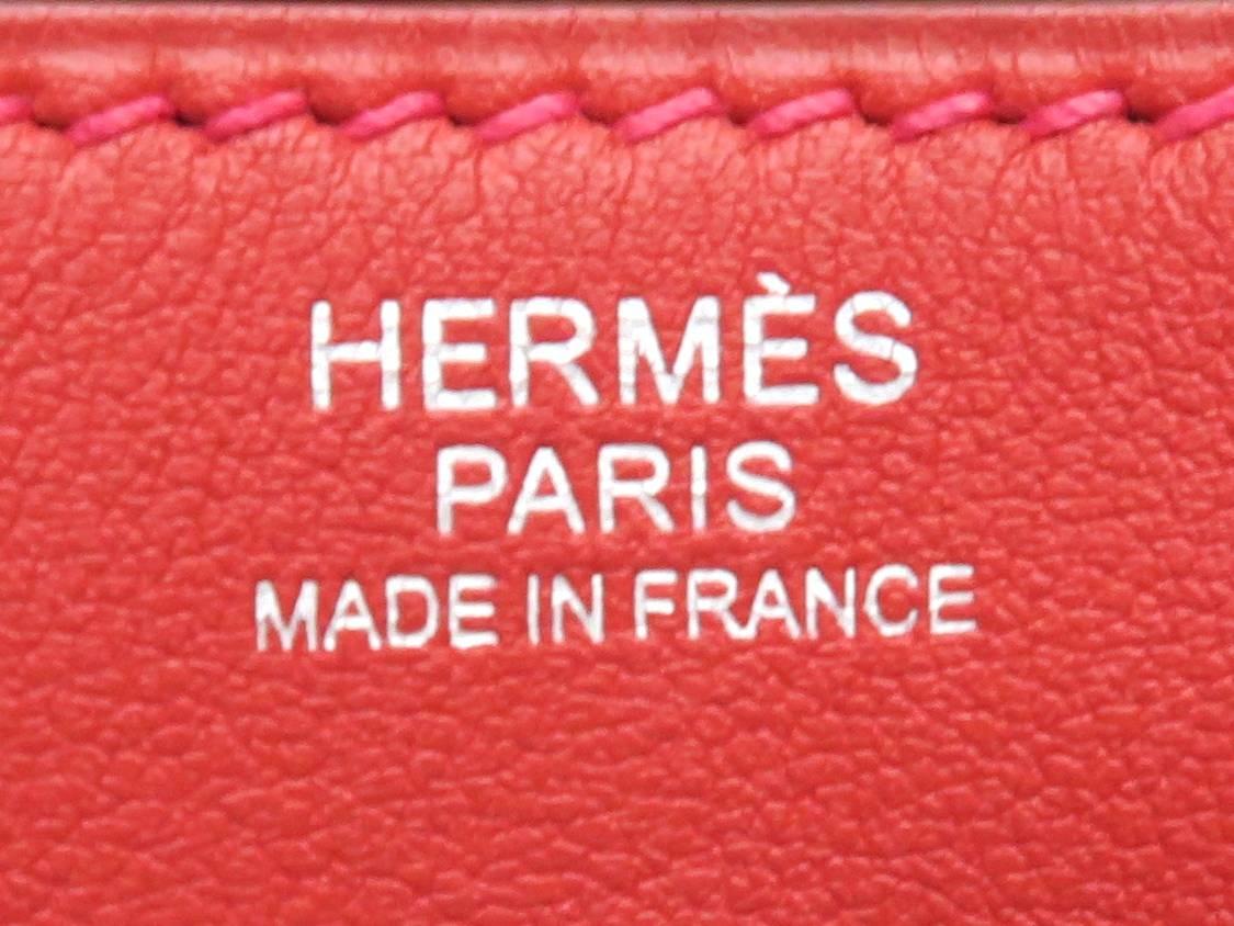 Hermes Lindy 30 Vermillon/ Red Swift Leather Satchel Bag 2