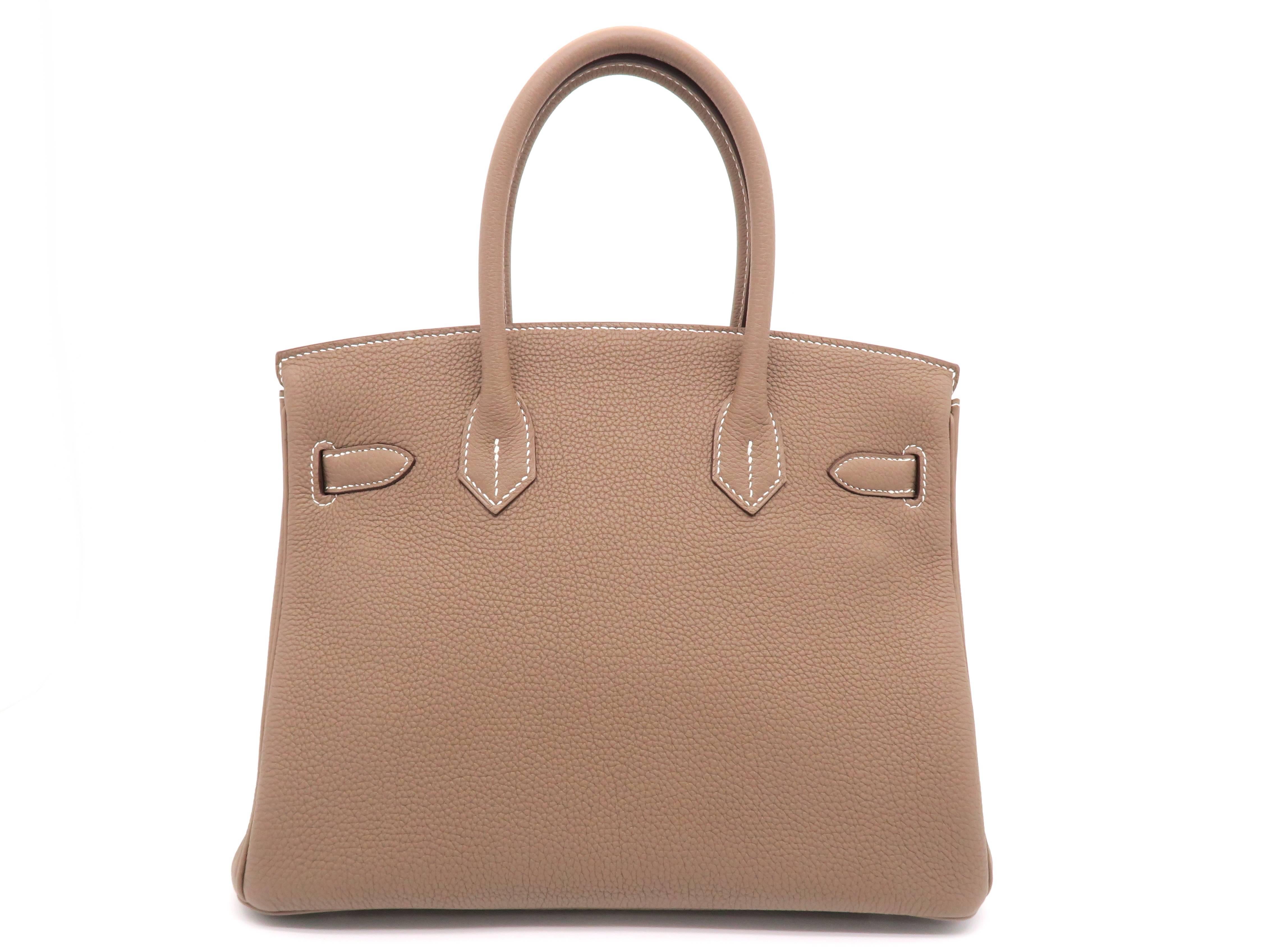 hermes togo birkin 30 bag etoupe leather women's purse