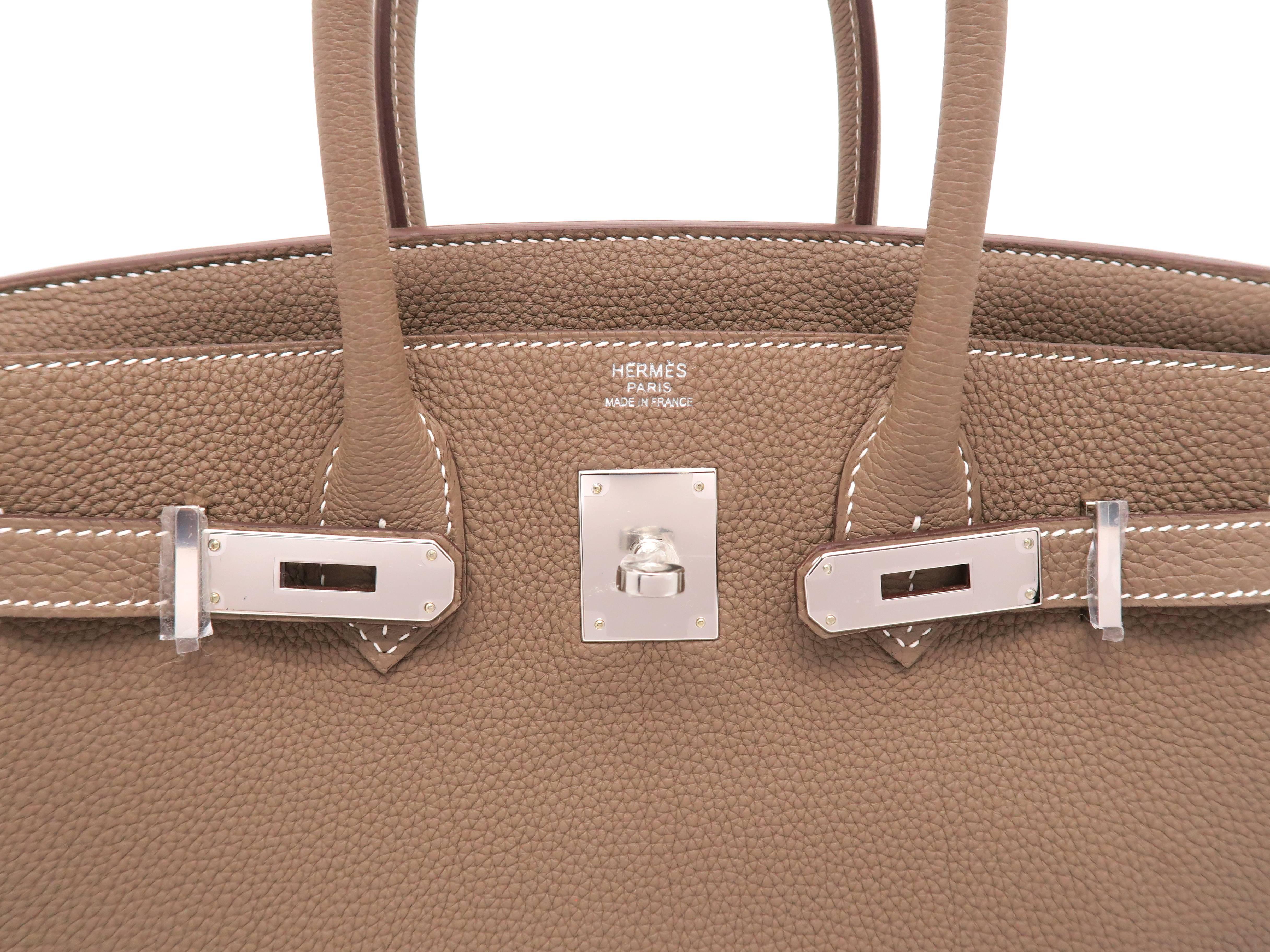 Hermes Birkin 30 Etoupe/Grey Togo Leather SHW Handbag For Sale 1