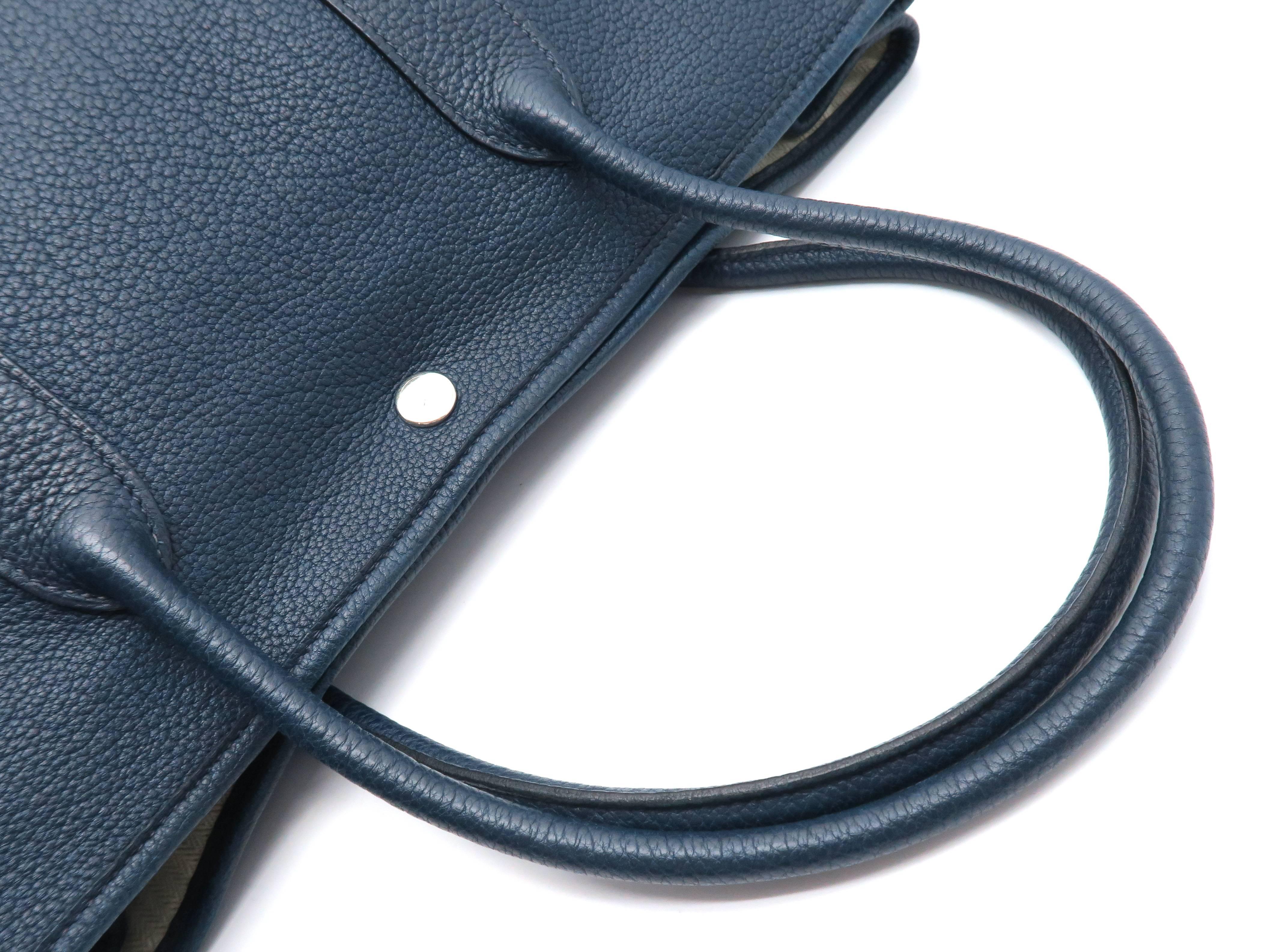 Hermes Garden Party PM Blue / Bleu De Presse Togo Leather Handbag For Sale 5