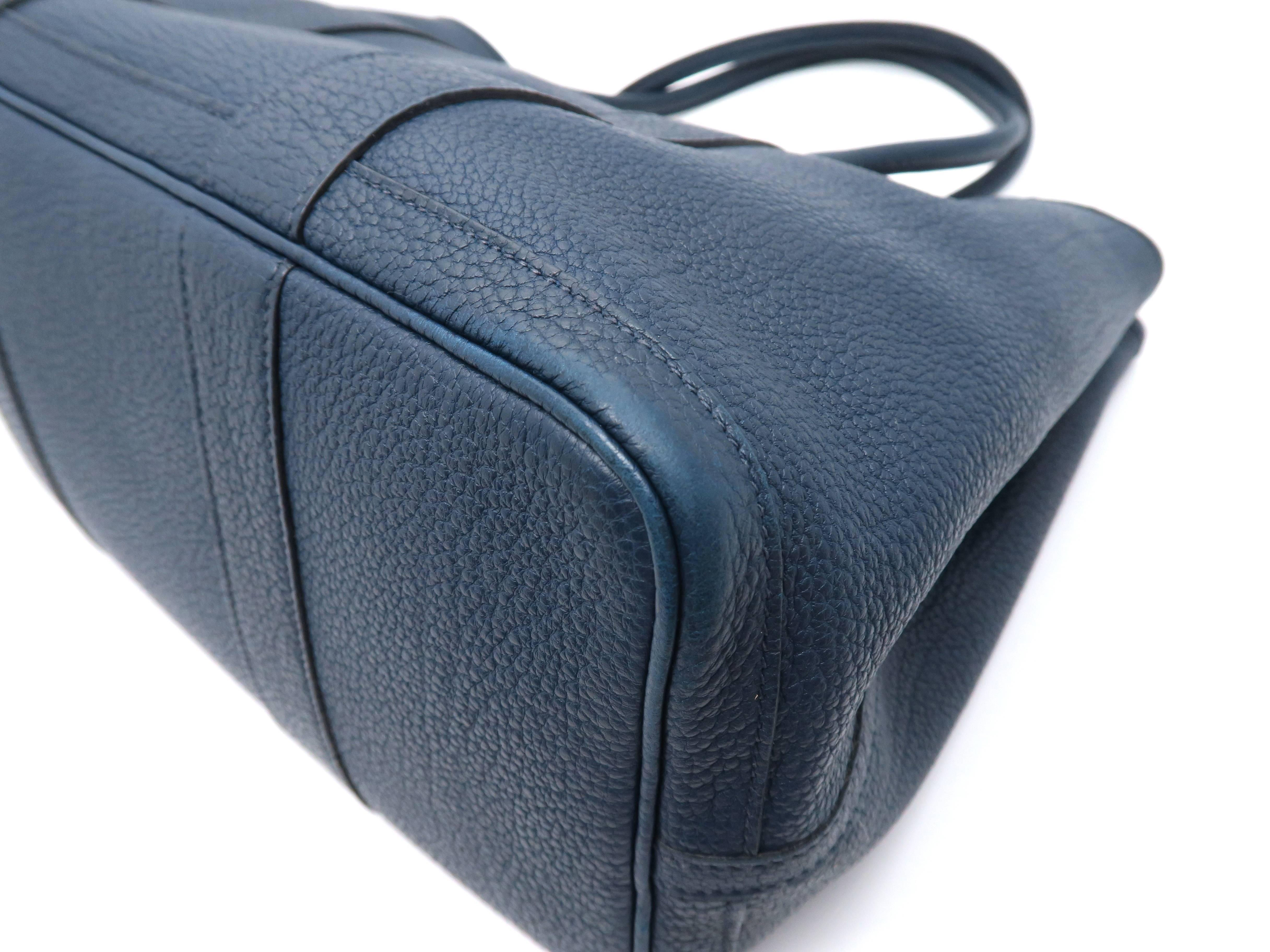 Women's or Men's Hermes Garden Party PM Blue / Bleu De Presse Togo Leather Handbag For Sale