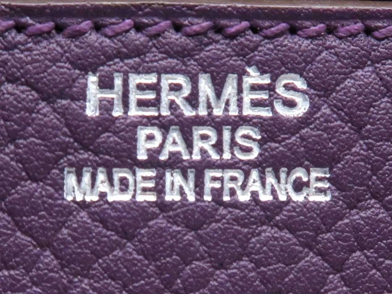 Women's or Men's Hermes Birkin 35 Purple / Cassis Fjord Leather SHW Handbag For Sale
