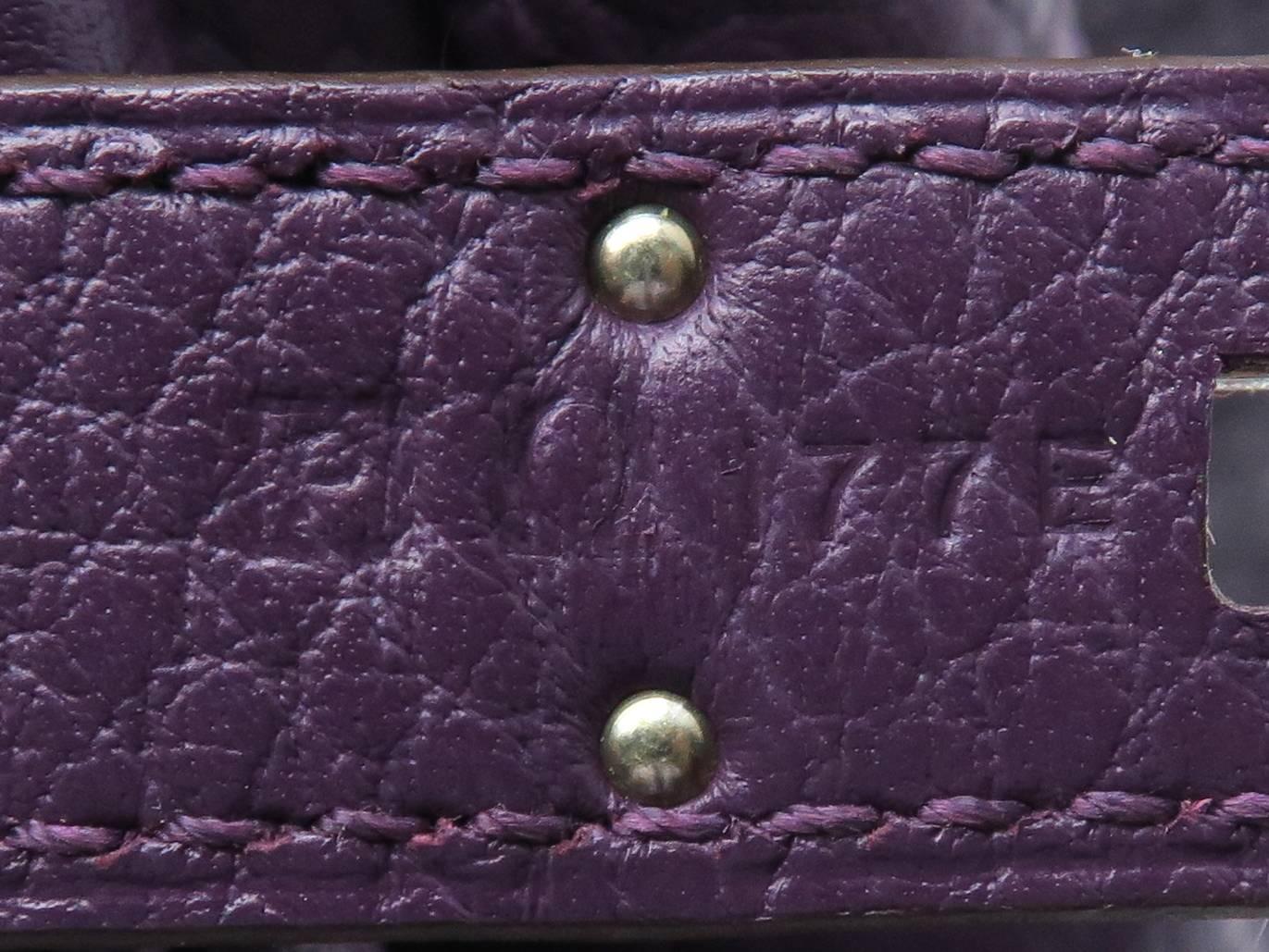 Hermes Birkin 35 Purple / Cassis Fjord Leather SHW Handbag For Sale 1