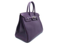 Hermes Birkin 35 Purple / Cassis Fjord Leather SHW Handbag