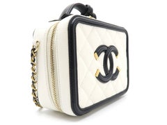 Chanel White Quilting Caviar Leather Gold Metal Shoulder Bag