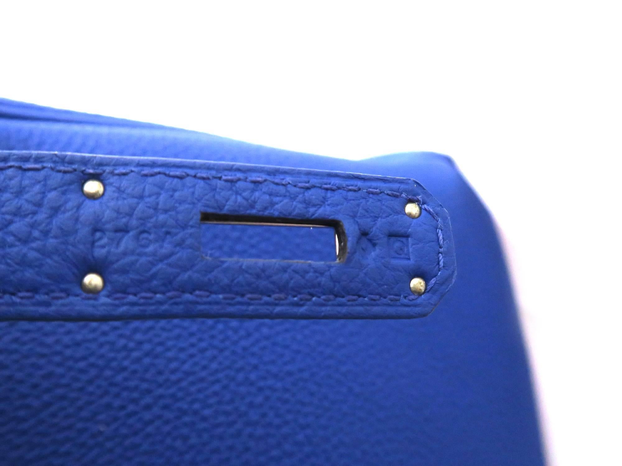 Women's Hermes Birkin 35 Bleu Electric Togo Leather SHW Top Handle Bag