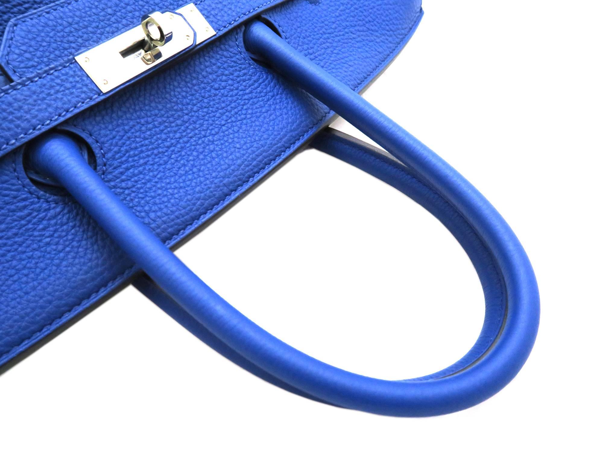 Hermes Birkin 35 Bleu Electric Togo Leather SHW Top Handle Bag 3