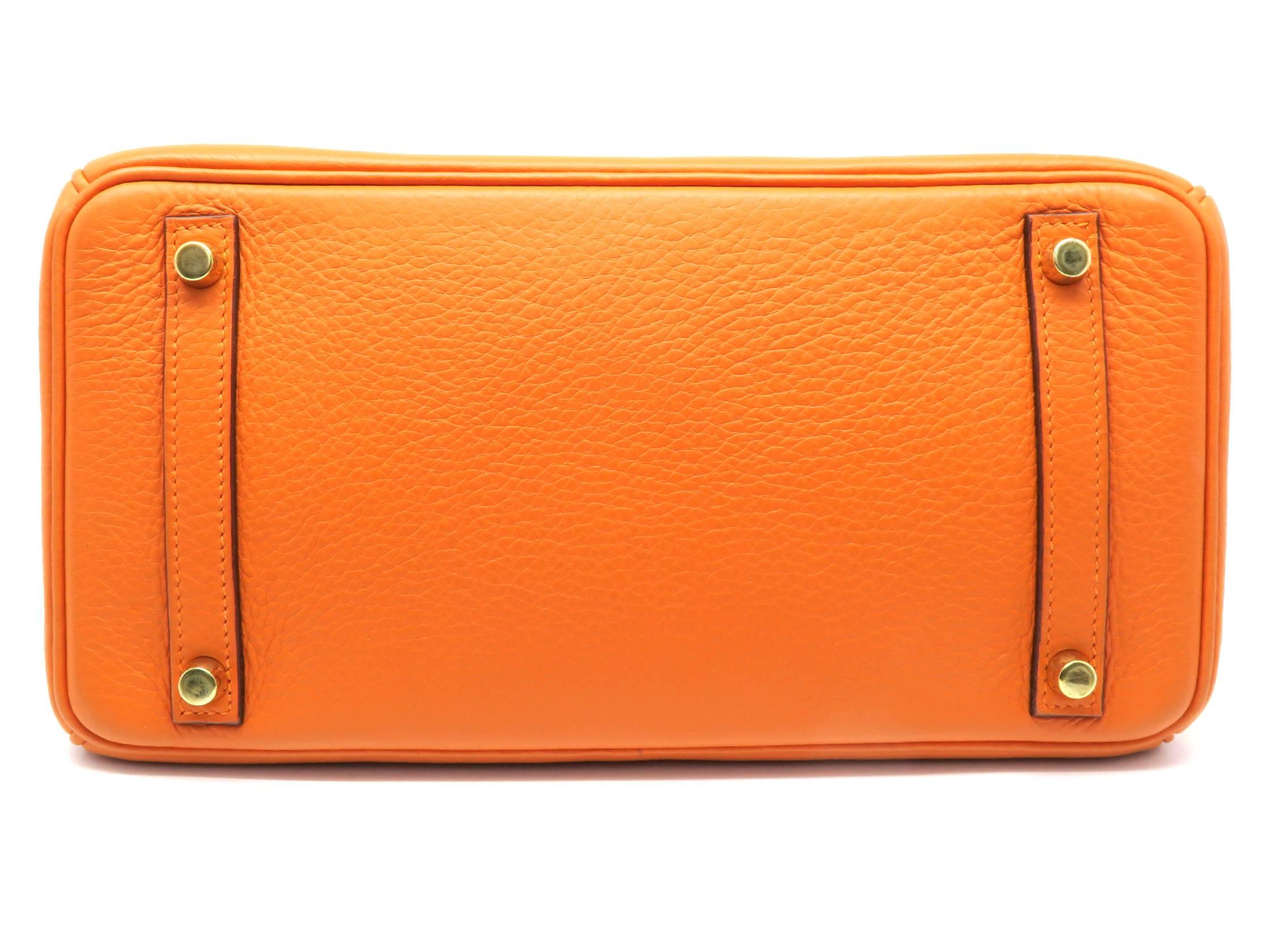 Women's Hermes Birkin 30 Orange Taurillon Clemence Leather GHW Top Handle Bag For Sale