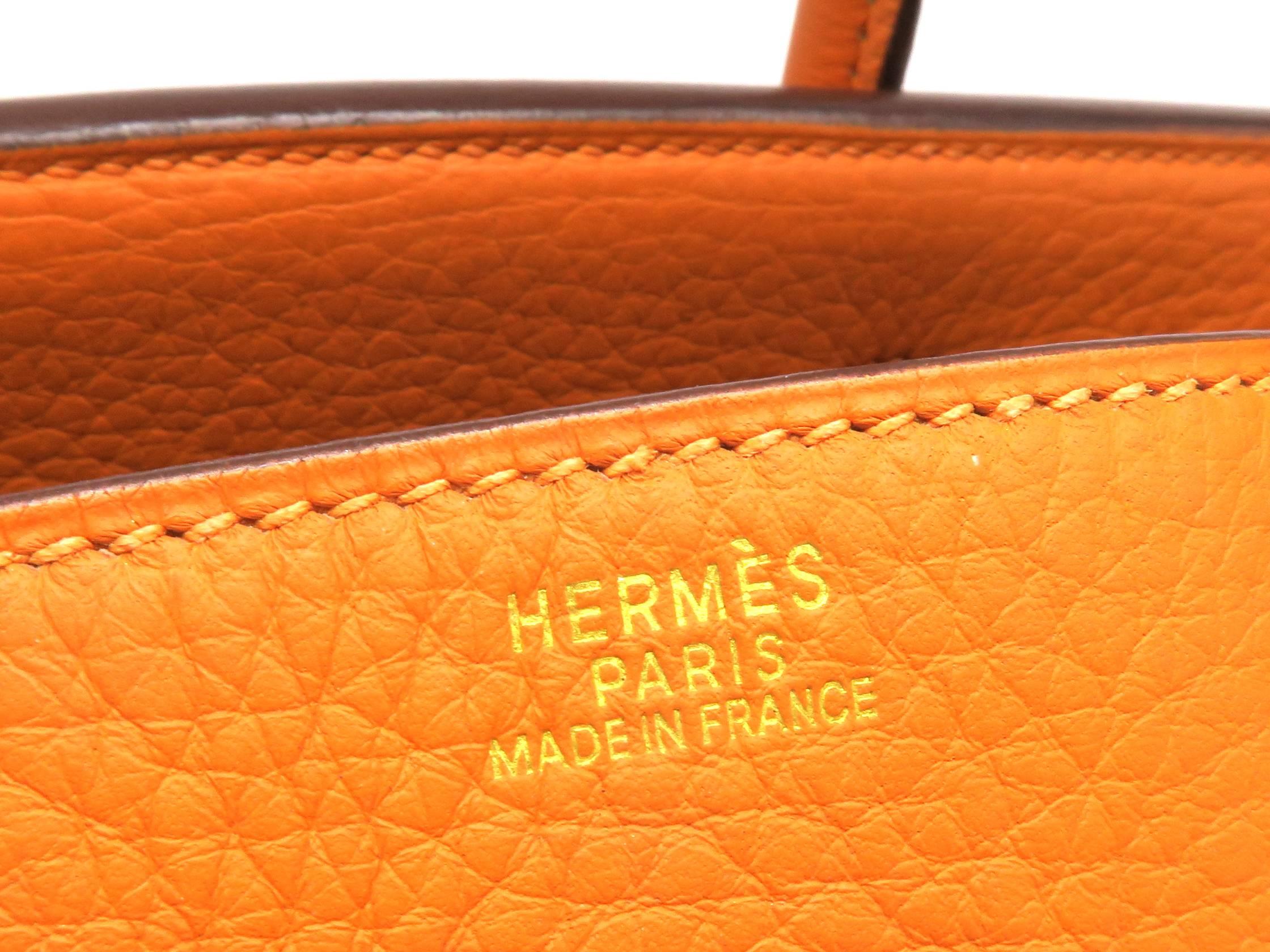 Hermes Birkin 30 Orange Taurillon Clemence Leather GHW Top Handle Bag For Sale 3