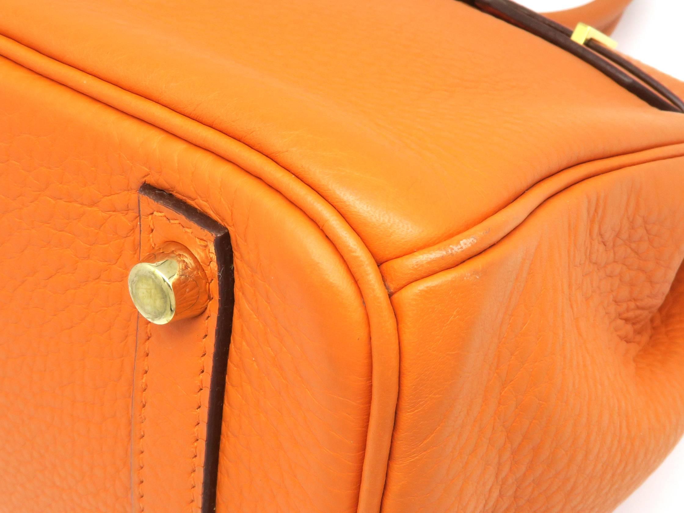 Hermes Birkin 30 Orange Taurillon Clemence Leather GHW Top Handle Bag For Sale 6