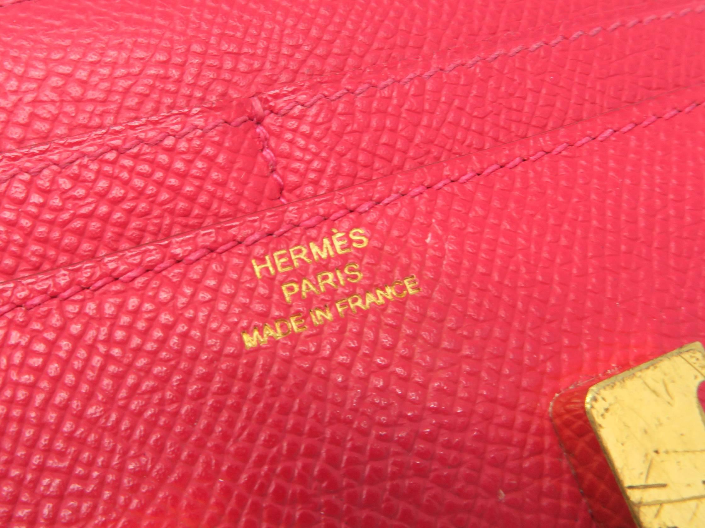 Hermes Constance Wallet Rouge Vif Veau Epsom Leather GHW Snap Wallet For Sale 1