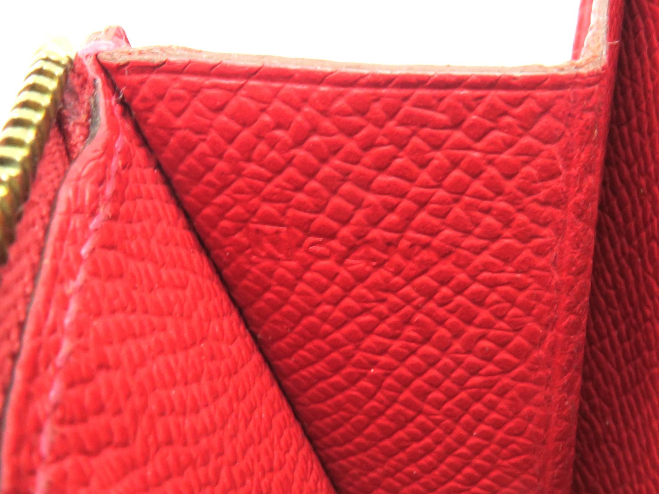 Hermes Constance Wallet Rouge Vif Veau Epsom Leather GHW Snap Wallet For Sale 4