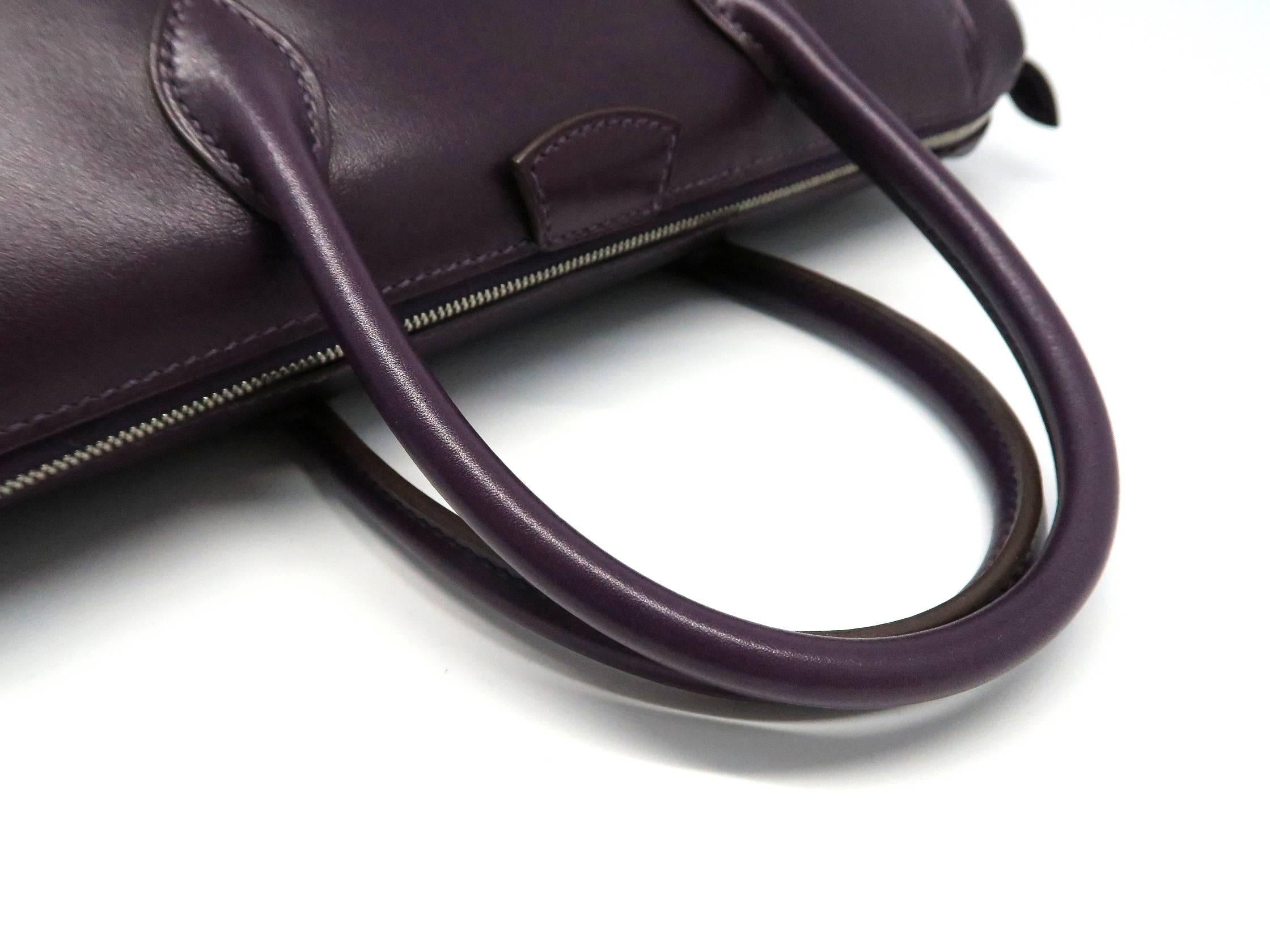 Women's Hermes Paris Bombay Raisin Box Calf Leather Top Handle Bag