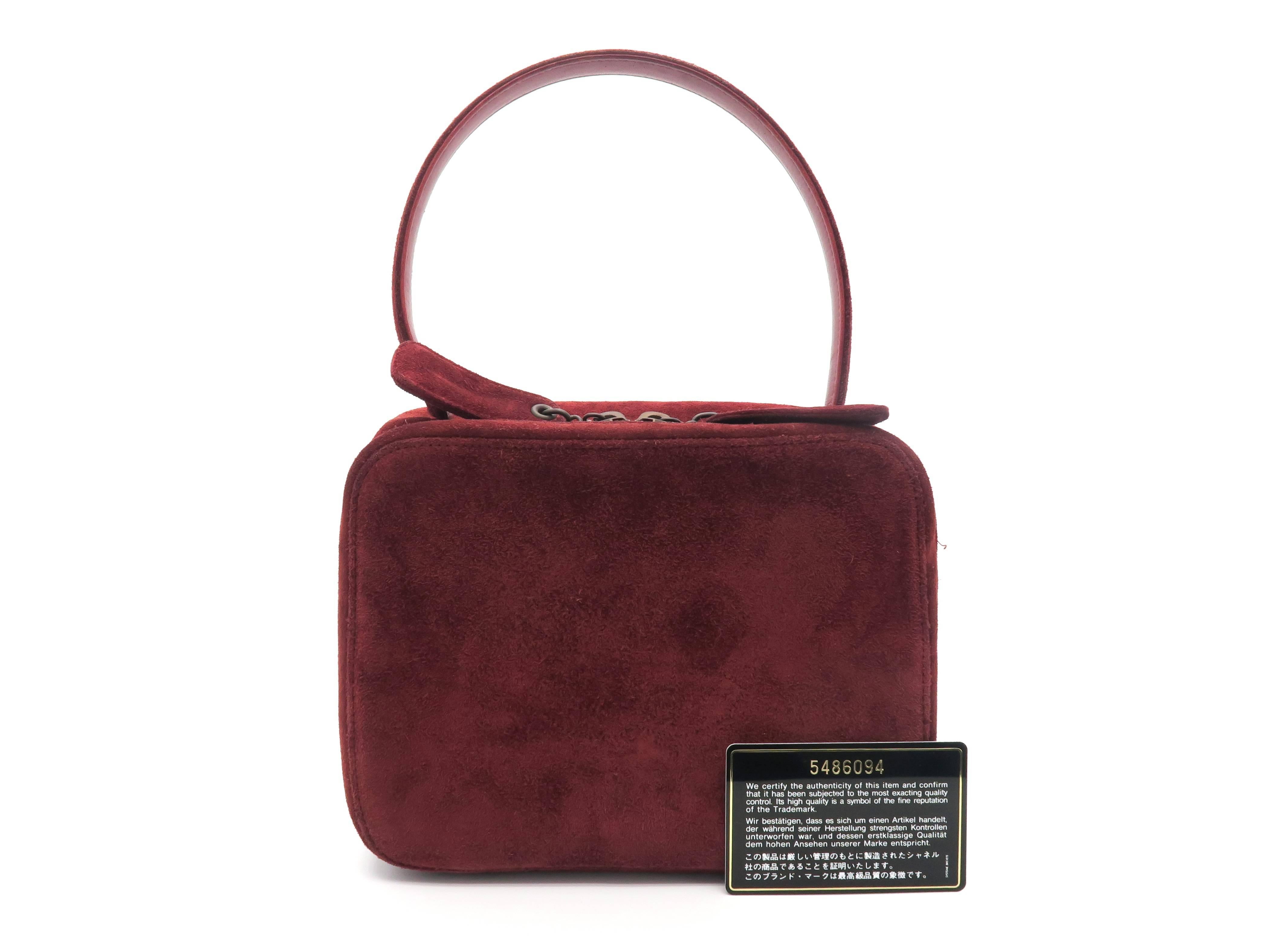 Chanel Red Suede Handbag For Sale 1