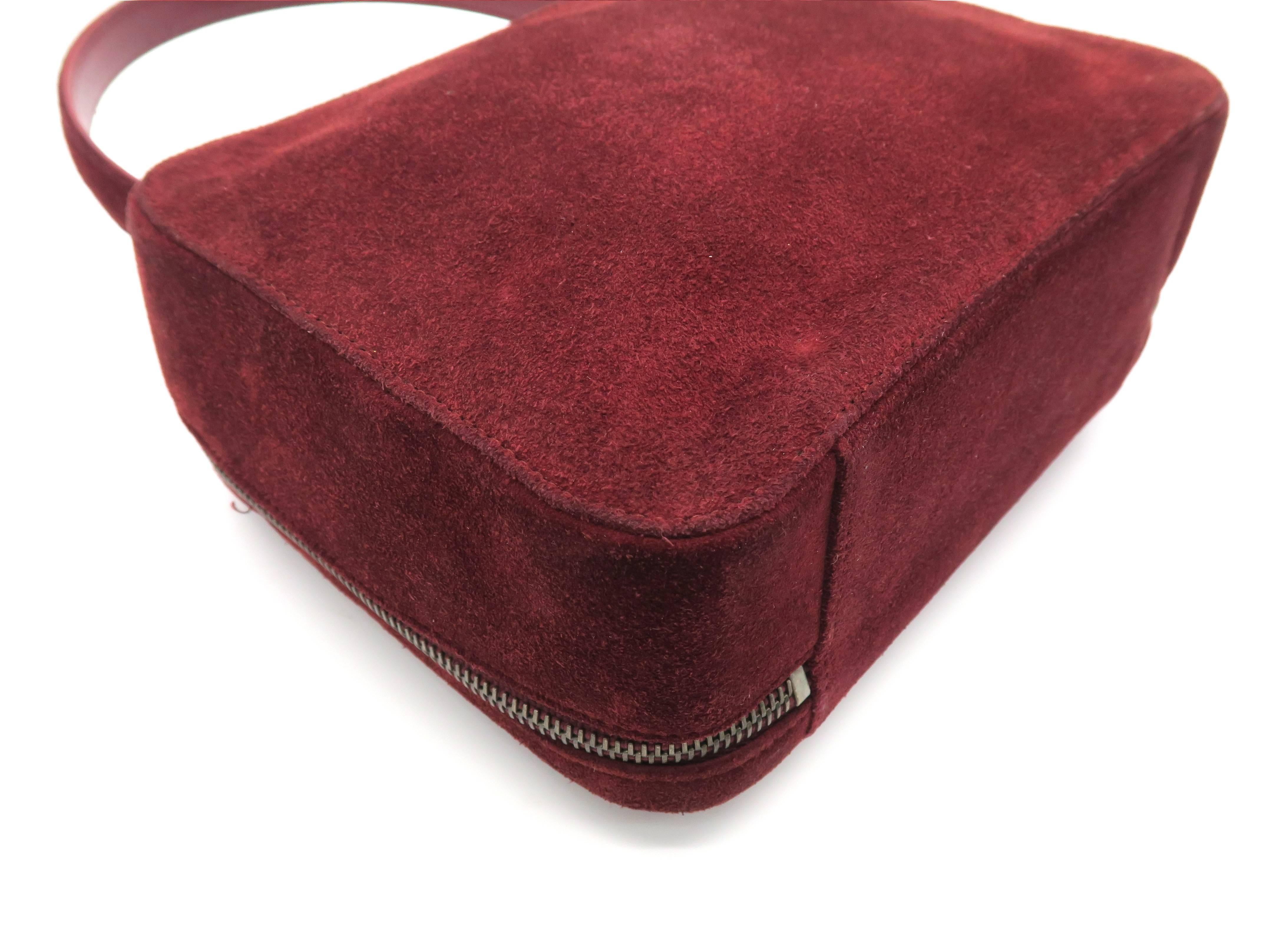 Chanel Red Suede Handbag For Sale 5