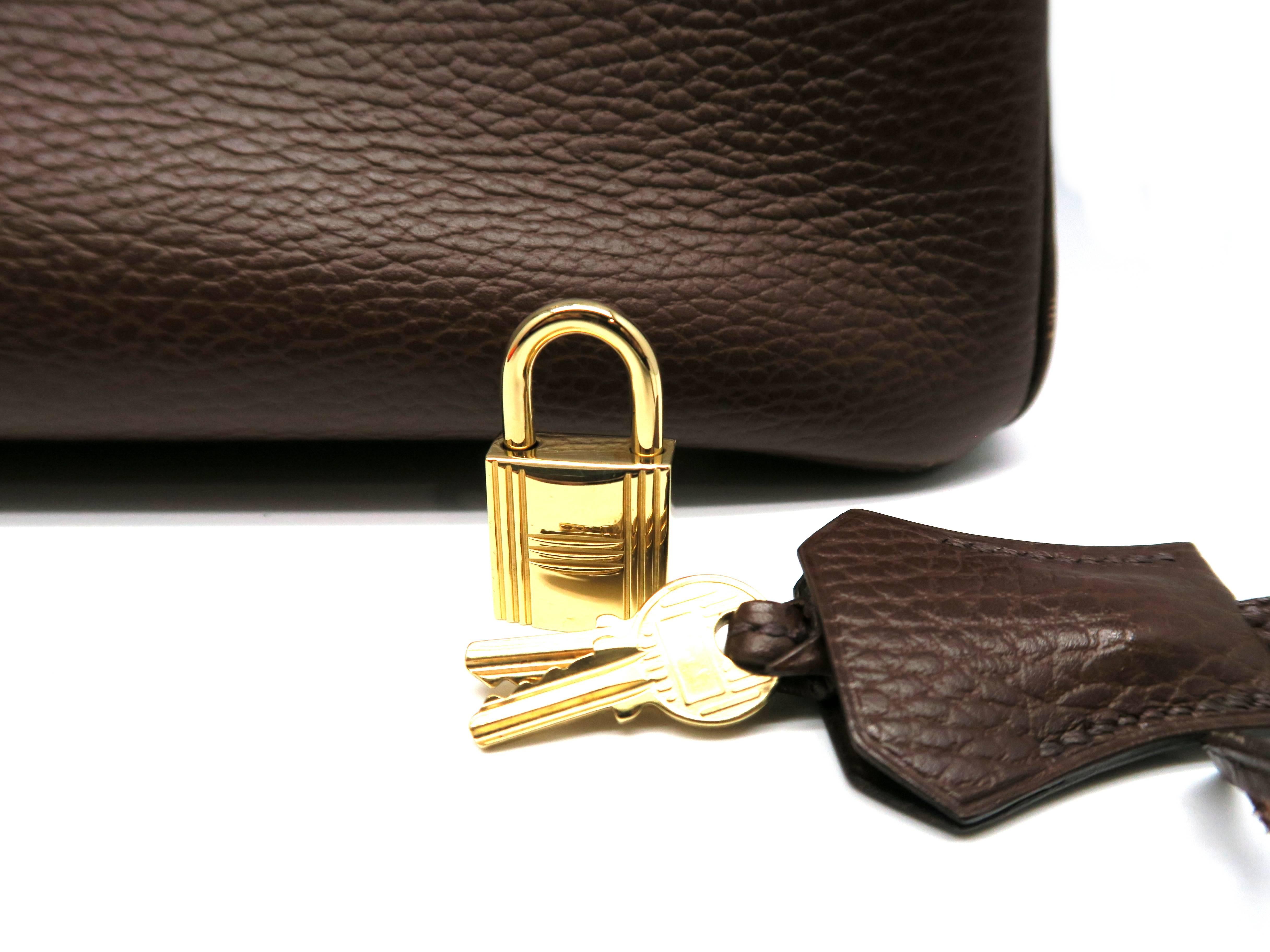 Hermes Birkin 35 Chocolat Brown Ardennes Leather GHW Top Handle Bag For Sale 1