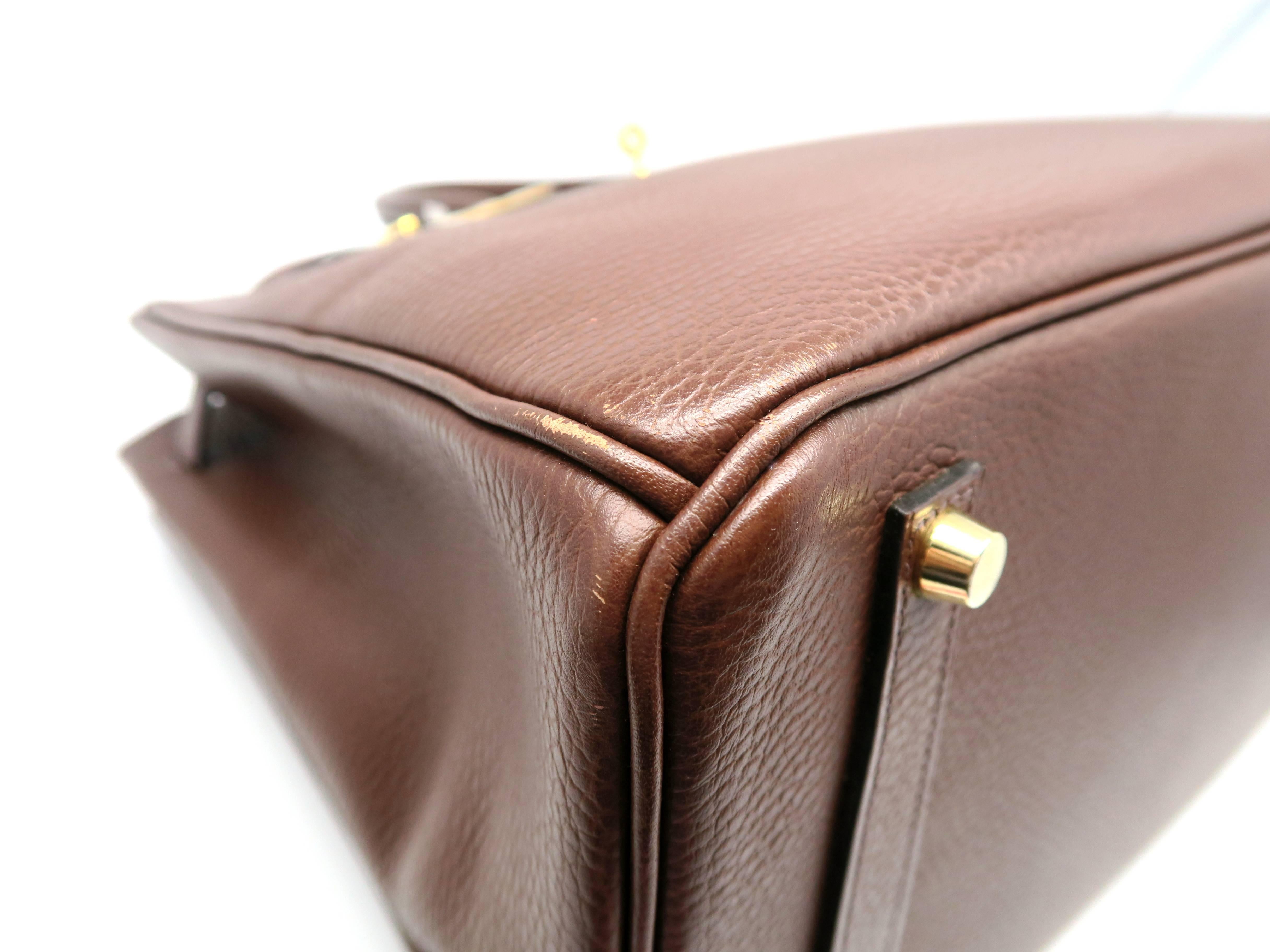 Hermes Birkin 35 Chocolat Brown Ardennes Leather GHW Top Handle Bag For Sale 2