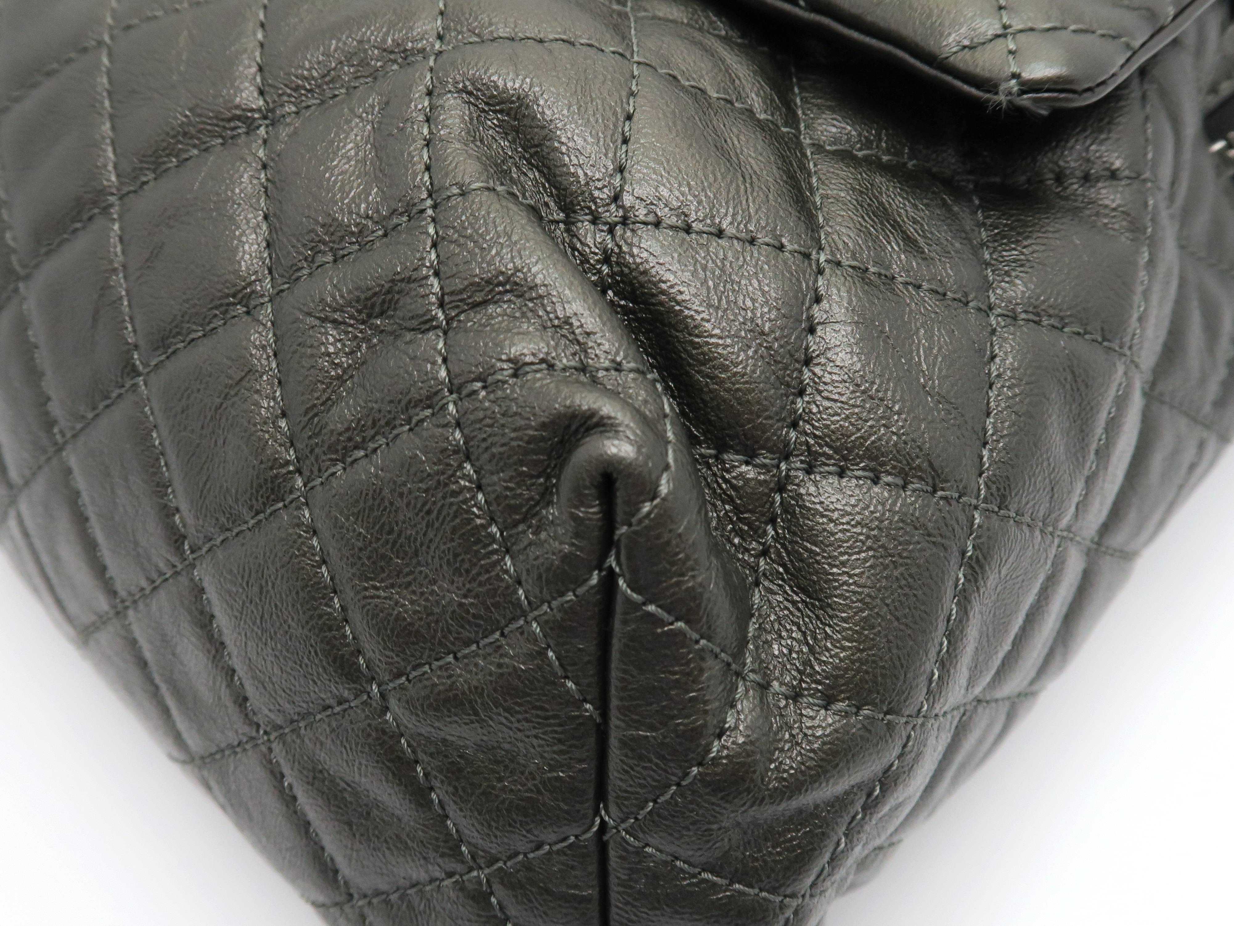 Chanel Dark Green Calfskin Leather Backpack 5