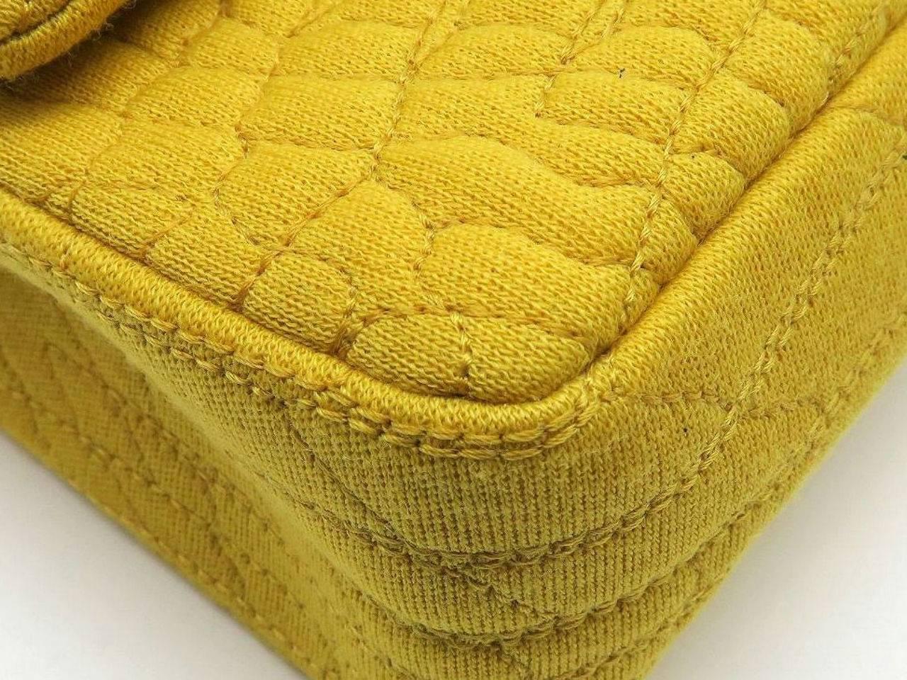 Chanel 2.55 Reissue Flap Yellow Knitted Fabric Gold Metal Shoulder Bag 6