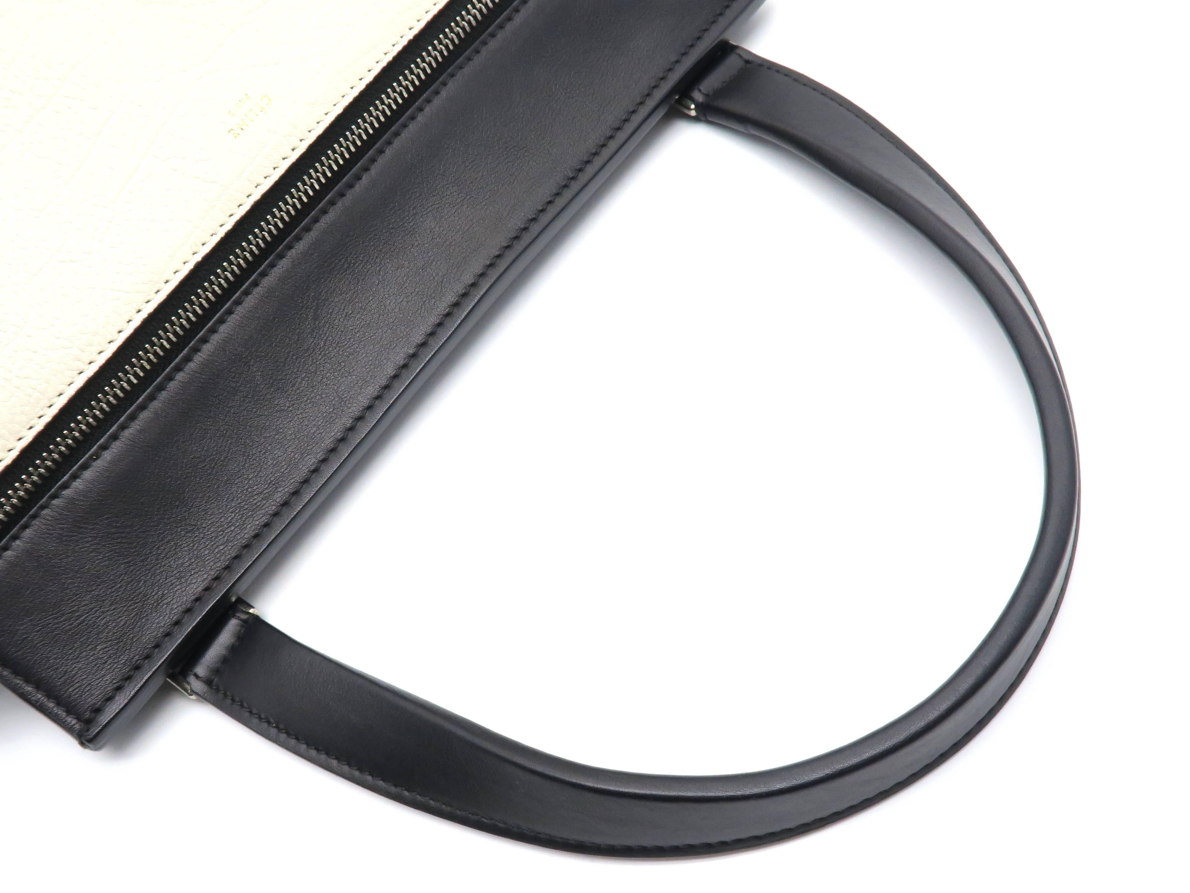 Celine Edge Black/White Calfskin Leather Shoulder Bag In Excellent Condition For Sale In Kowloon, HK