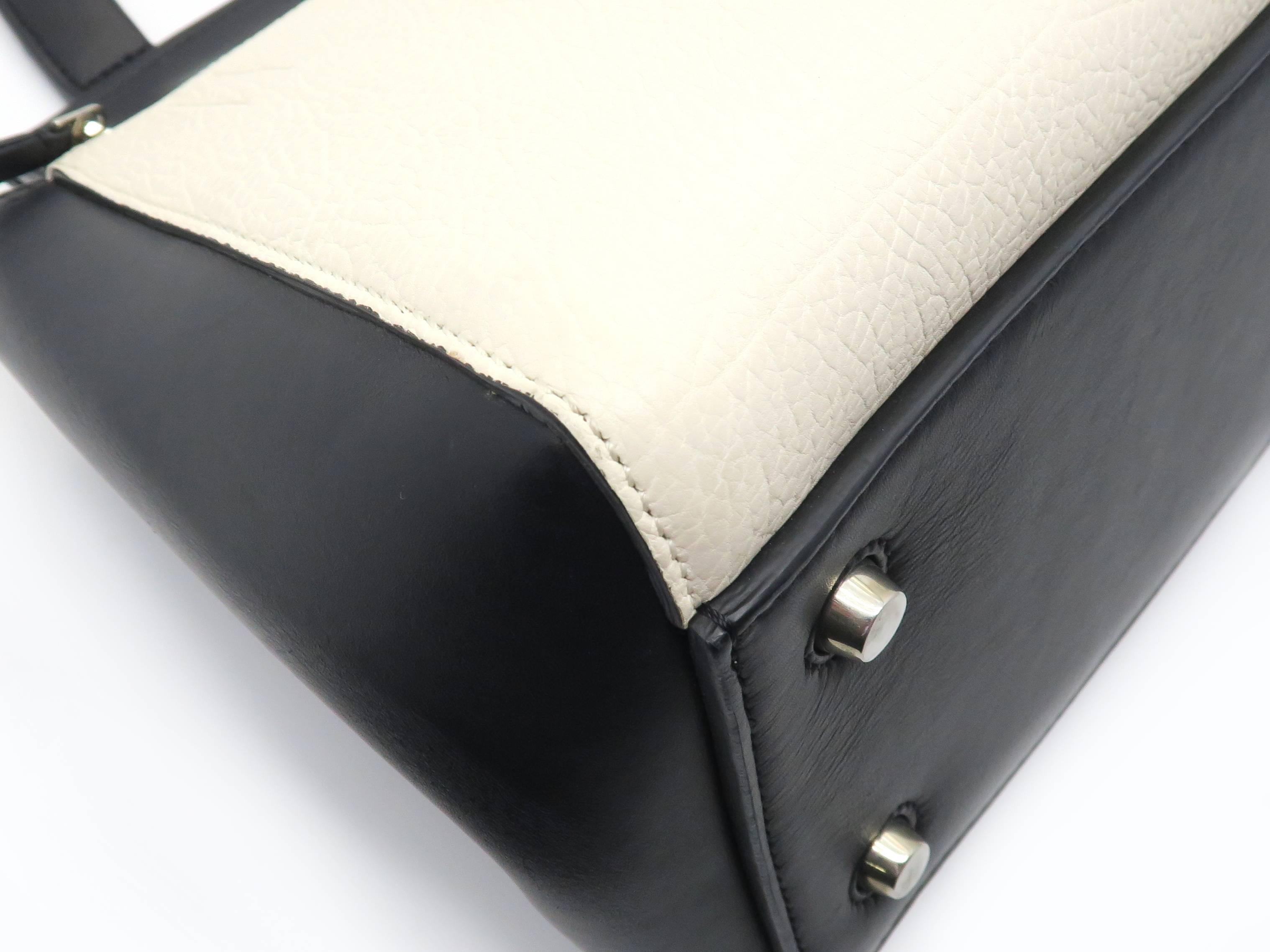 Celine Edge Black/White Calfskin Leather Shoulder Bag For Sale 3