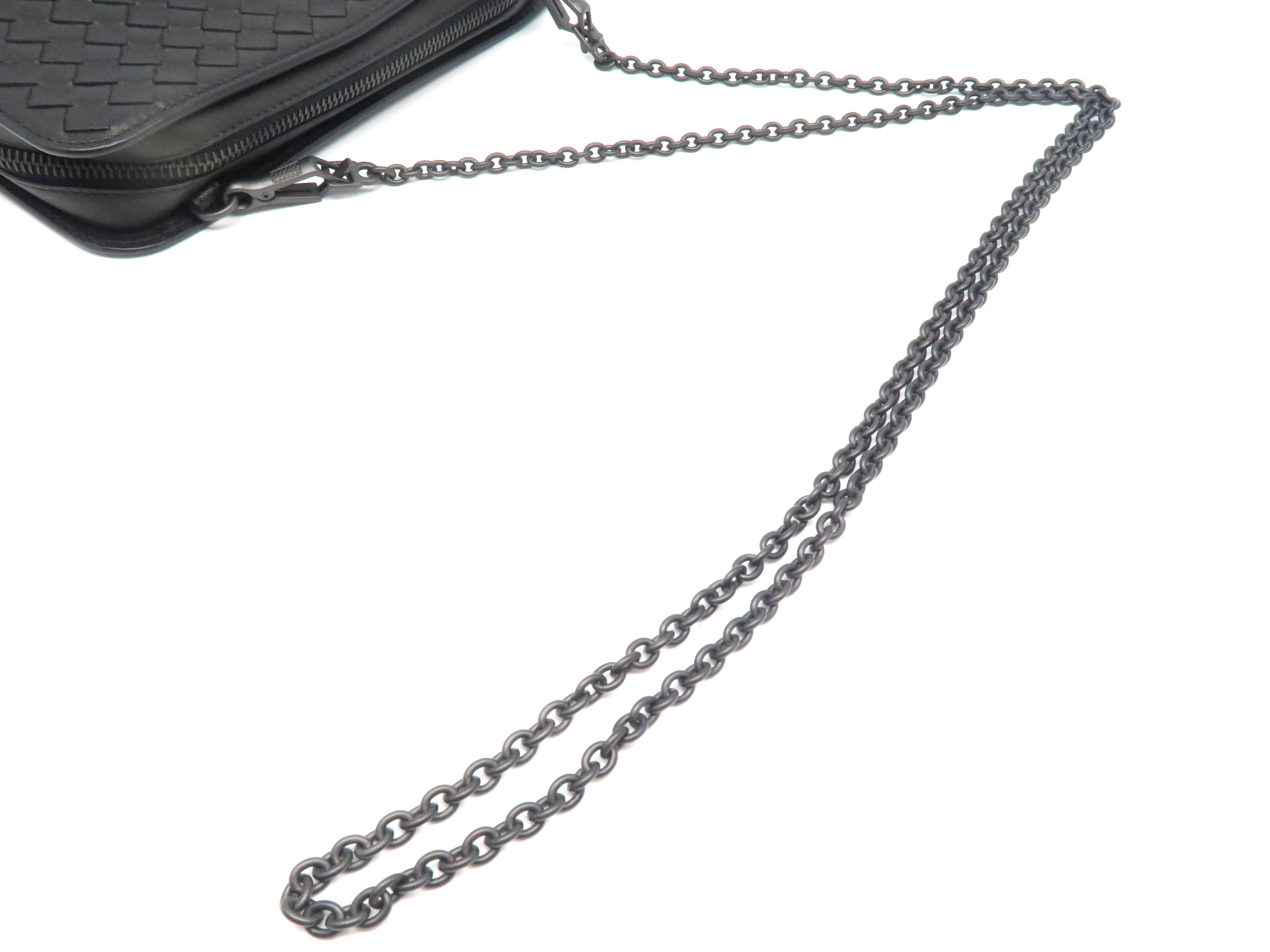 Chanel Black Intrecciato Leather Chain Shoulder Bag For Sale 1