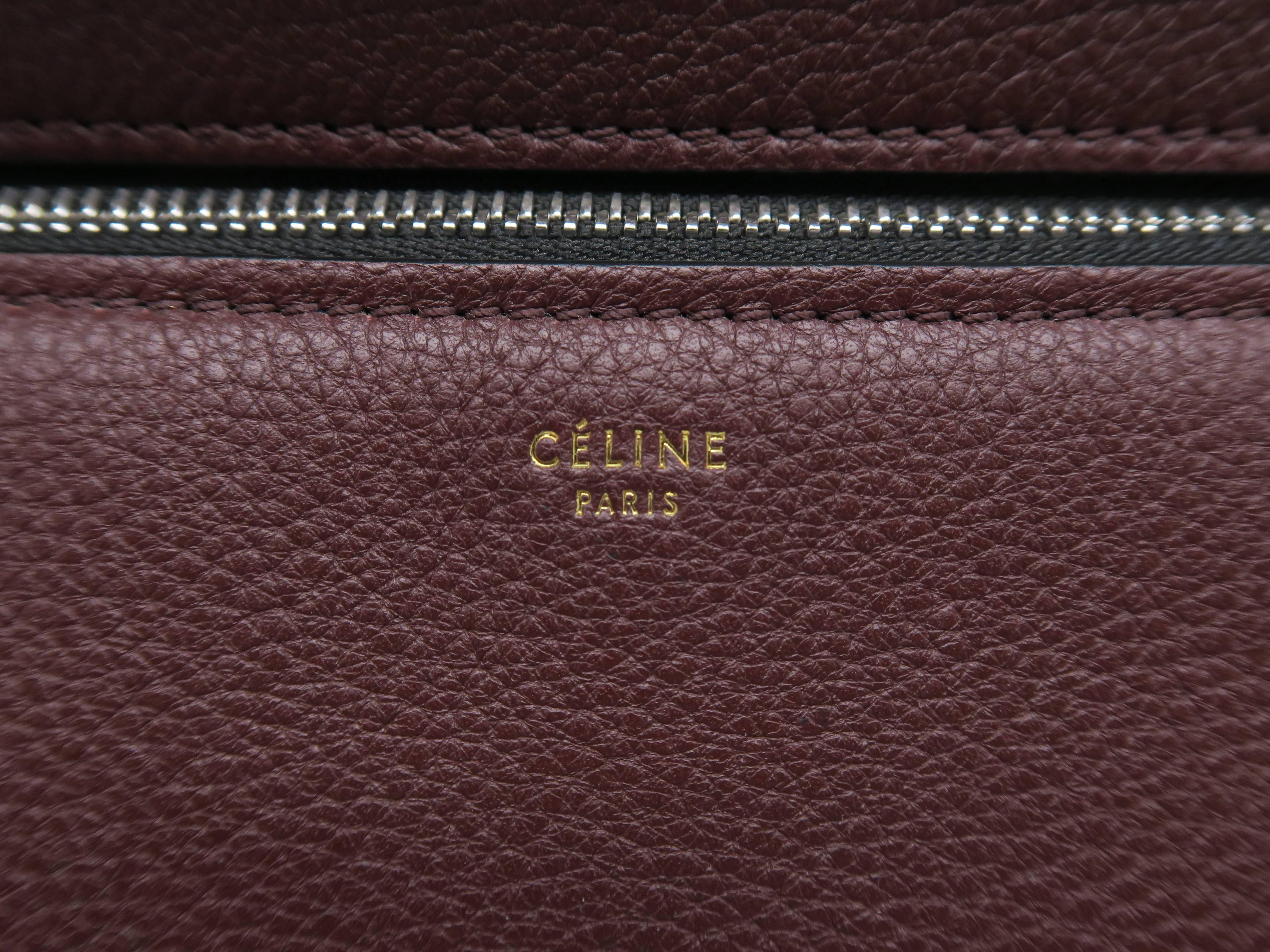Celine Edge Wine Red Calfskin Leather Shoulder Bag For Sale 3