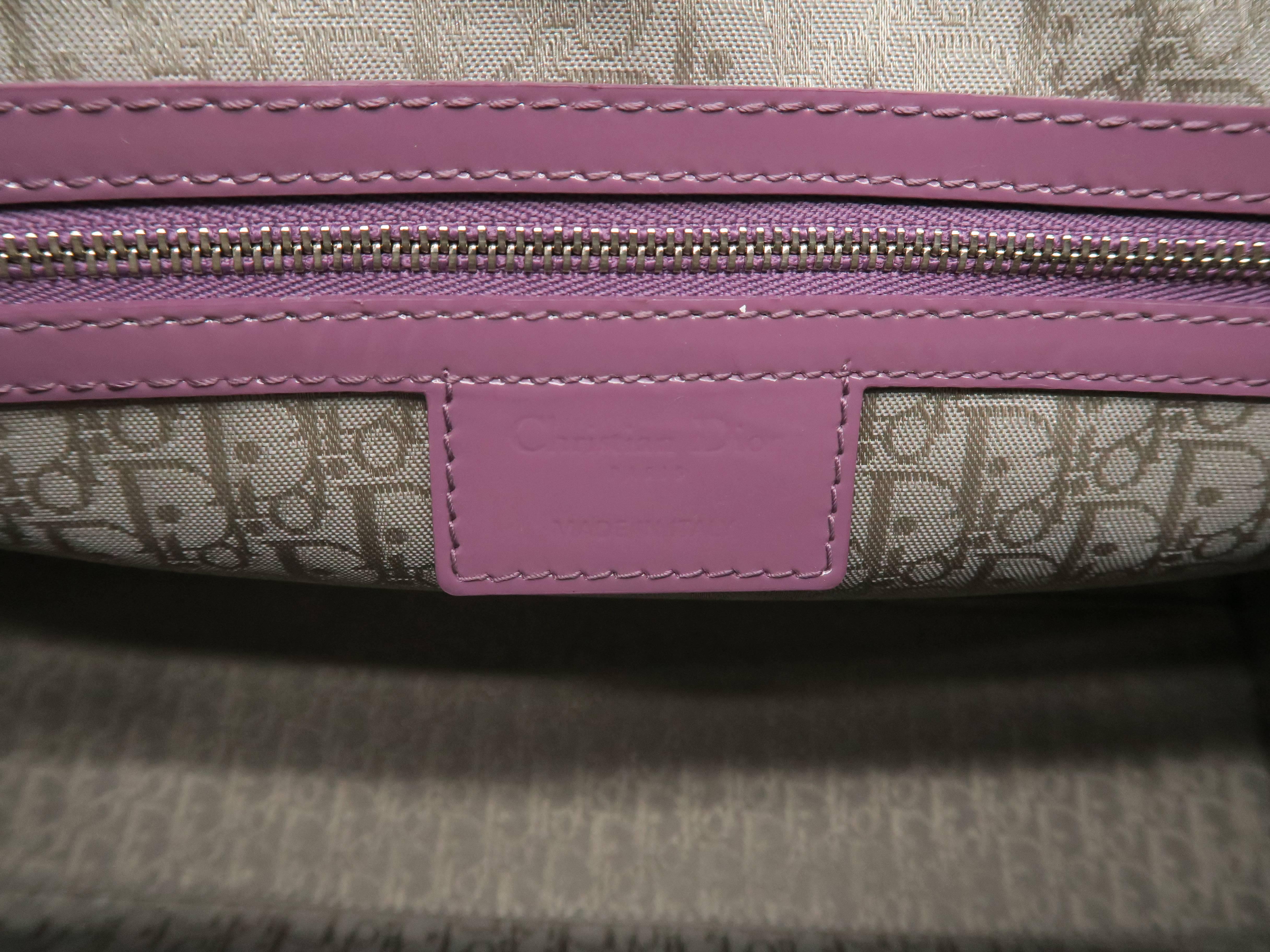 Christian Dior Lady Dior Pale Purple Quilted Patent Leather Satchel 4