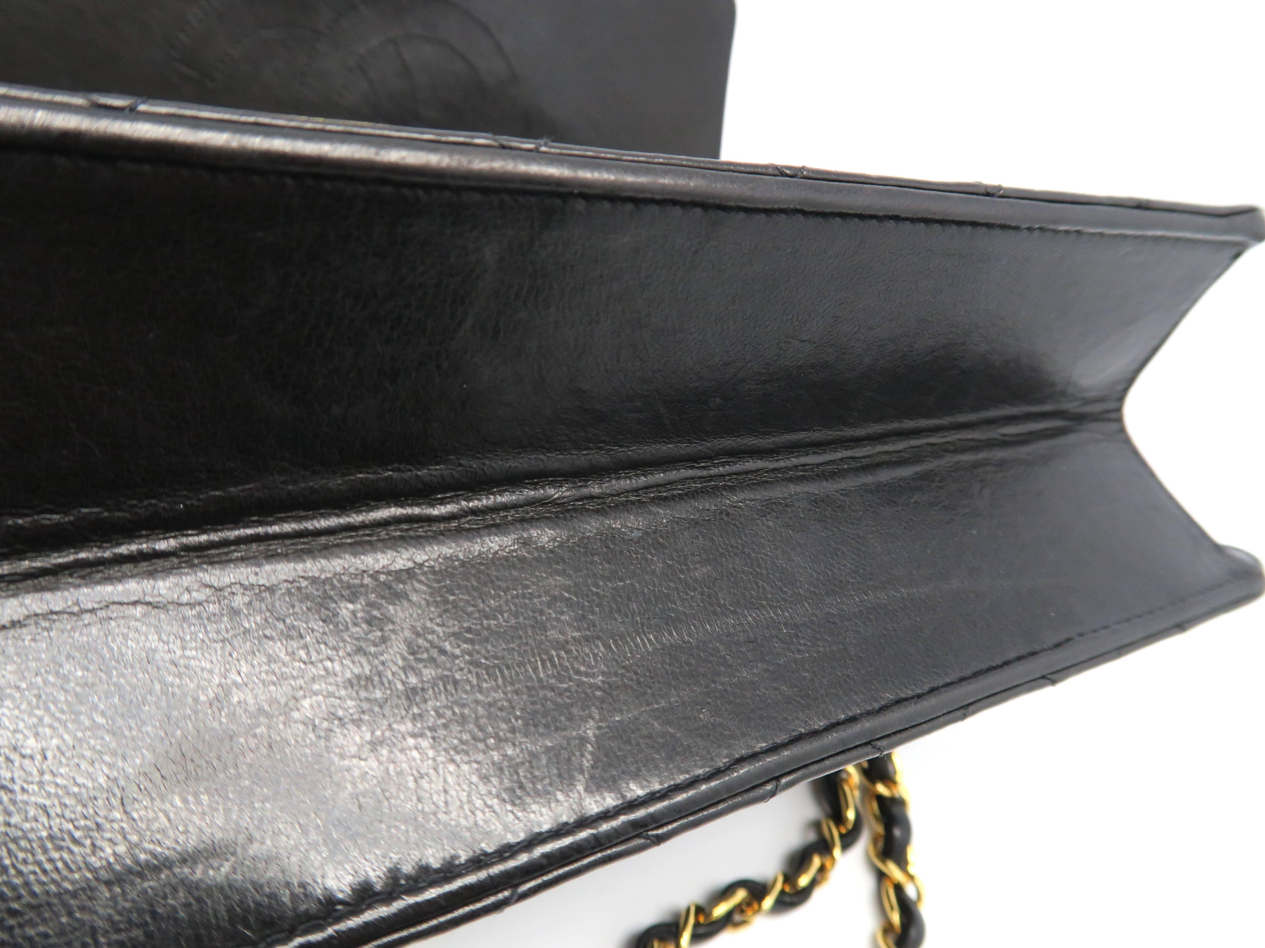 Chanel Black Quilted Lambskin Leather Vintage Gold Metal Chain Shoulder Bag 4