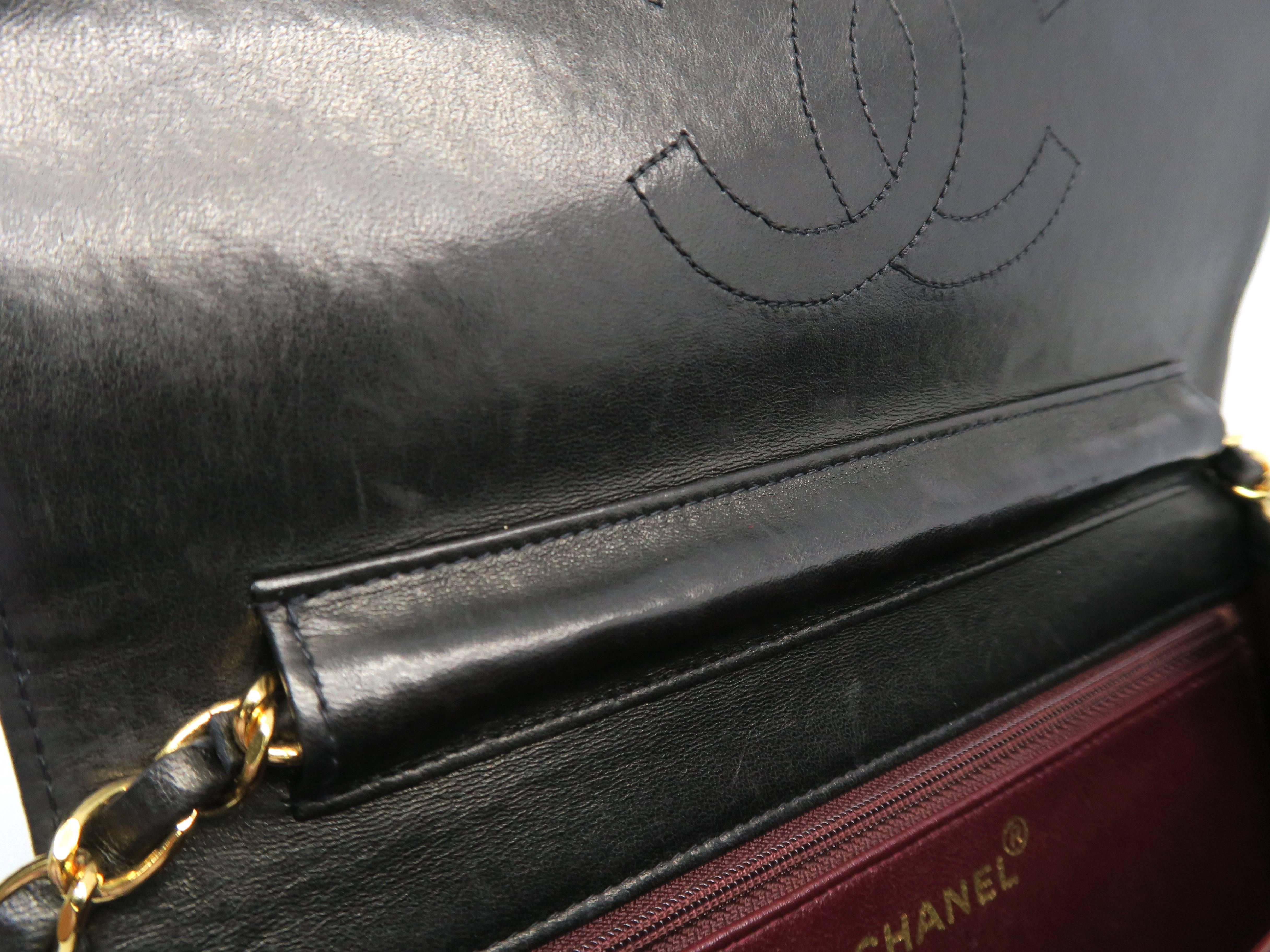 Chanel Black Quilted Lambskin Leather Vintage Gold Metal Chain Shoulder Bag 5