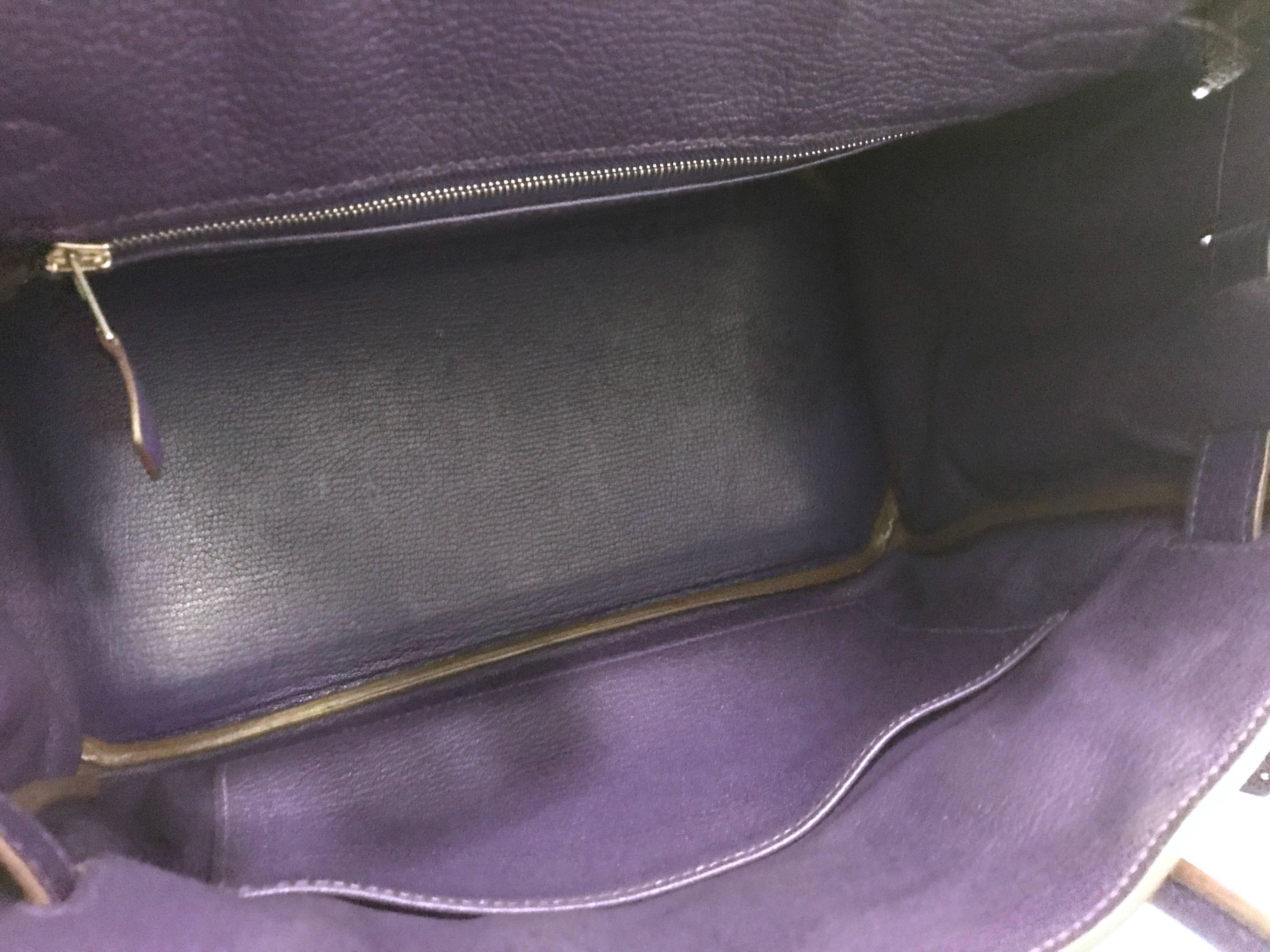 Hermes Birkin 30 Iris Purple Togo Leather Silver Metal Top Handle Bag 6