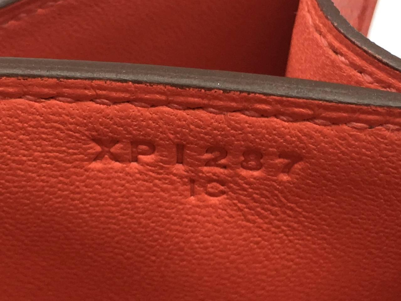 Women's Hermes Constance 24 Rouge Tomate Veau Epsom Leather Silver Metal Shoulder Bag For Sale