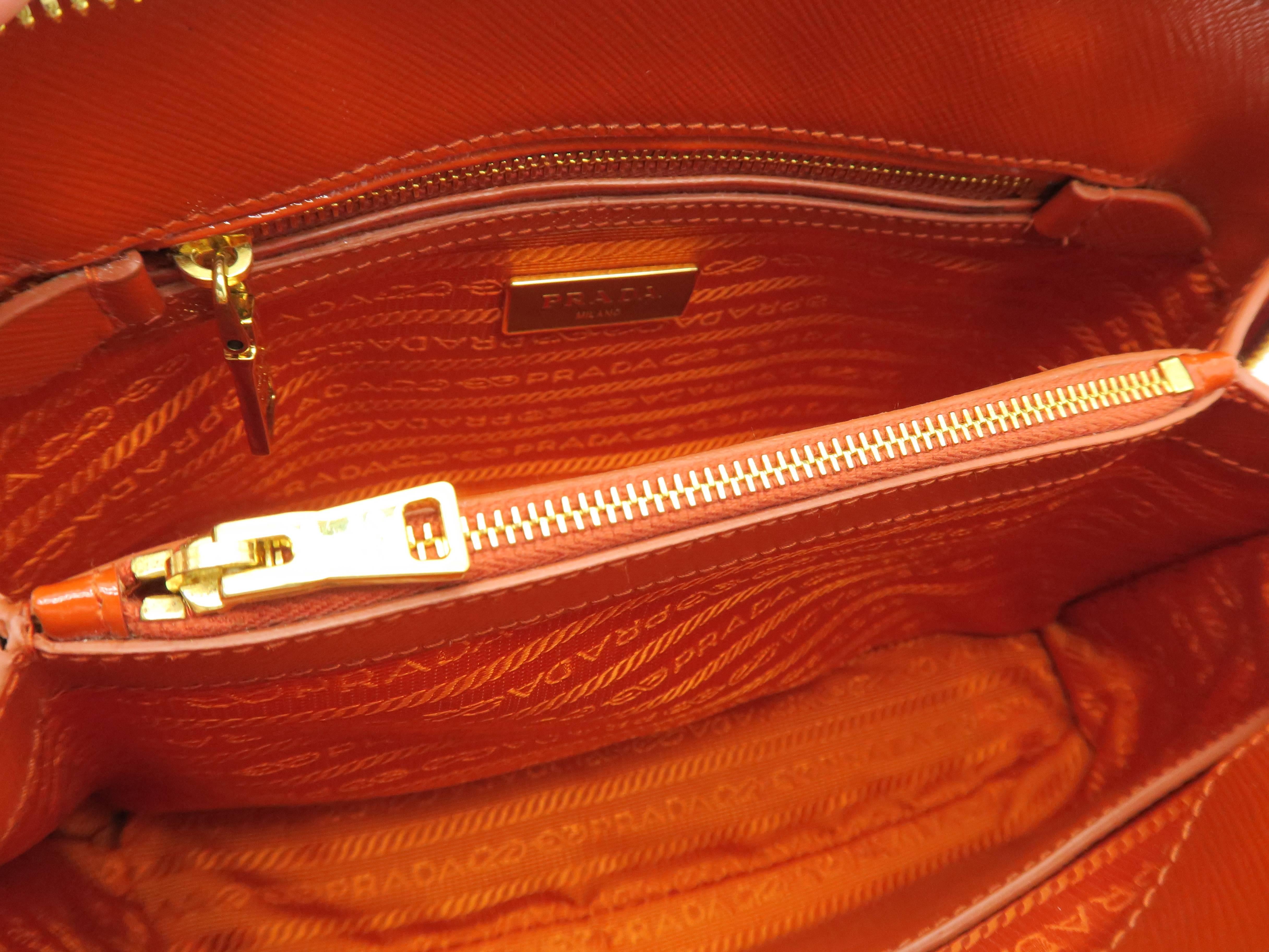 Women's Prada Orange Saffiano Leather Crossbody Bag For Sale