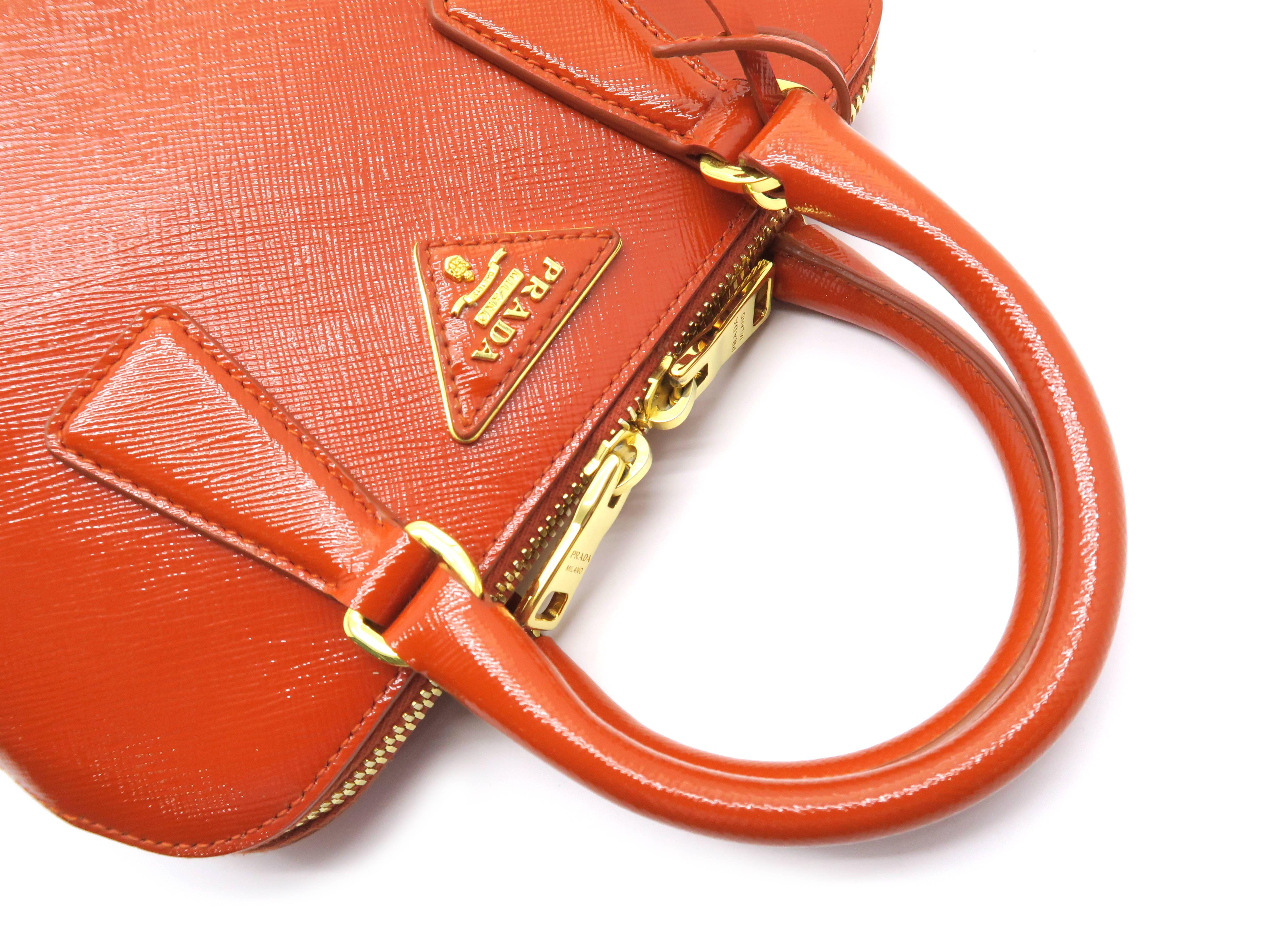 Prada Orange Saffiano Leather Crossbody Bag For Sale 1