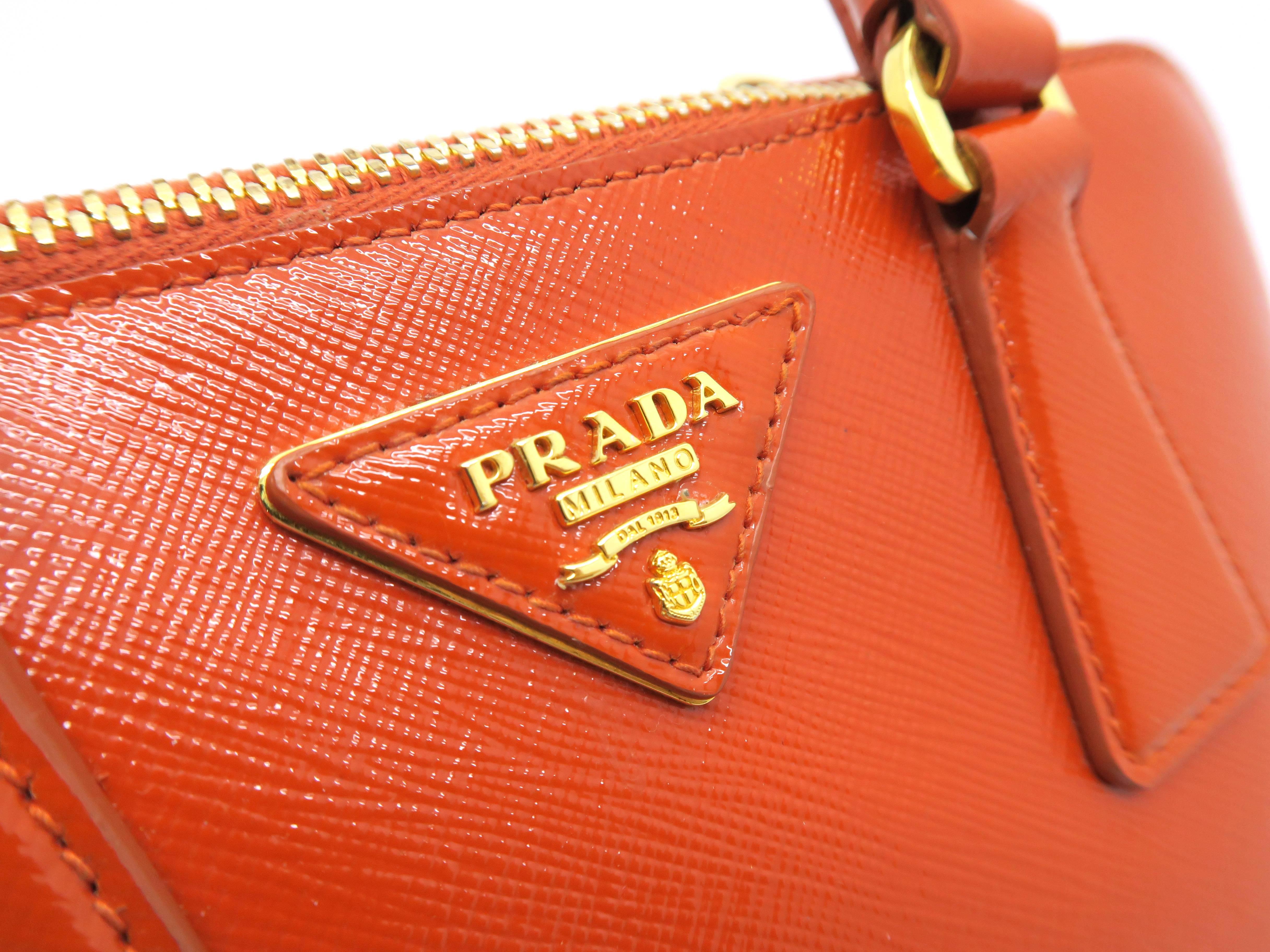 Prada Orange Saffiano Leather Crossbody Bag For Sale 2