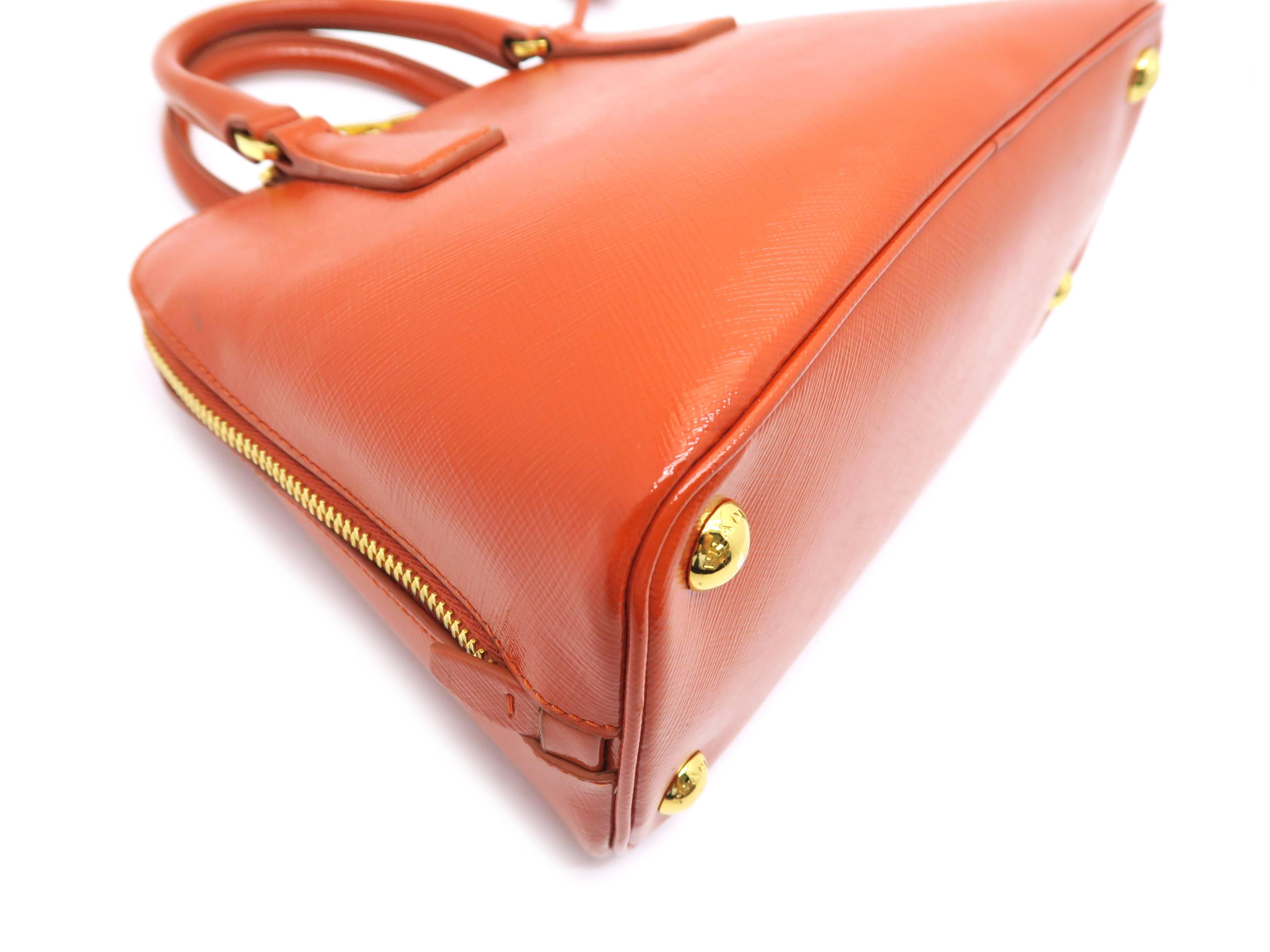 Prada Orange Saffiano Leather Crossbody Bag For Sale 4