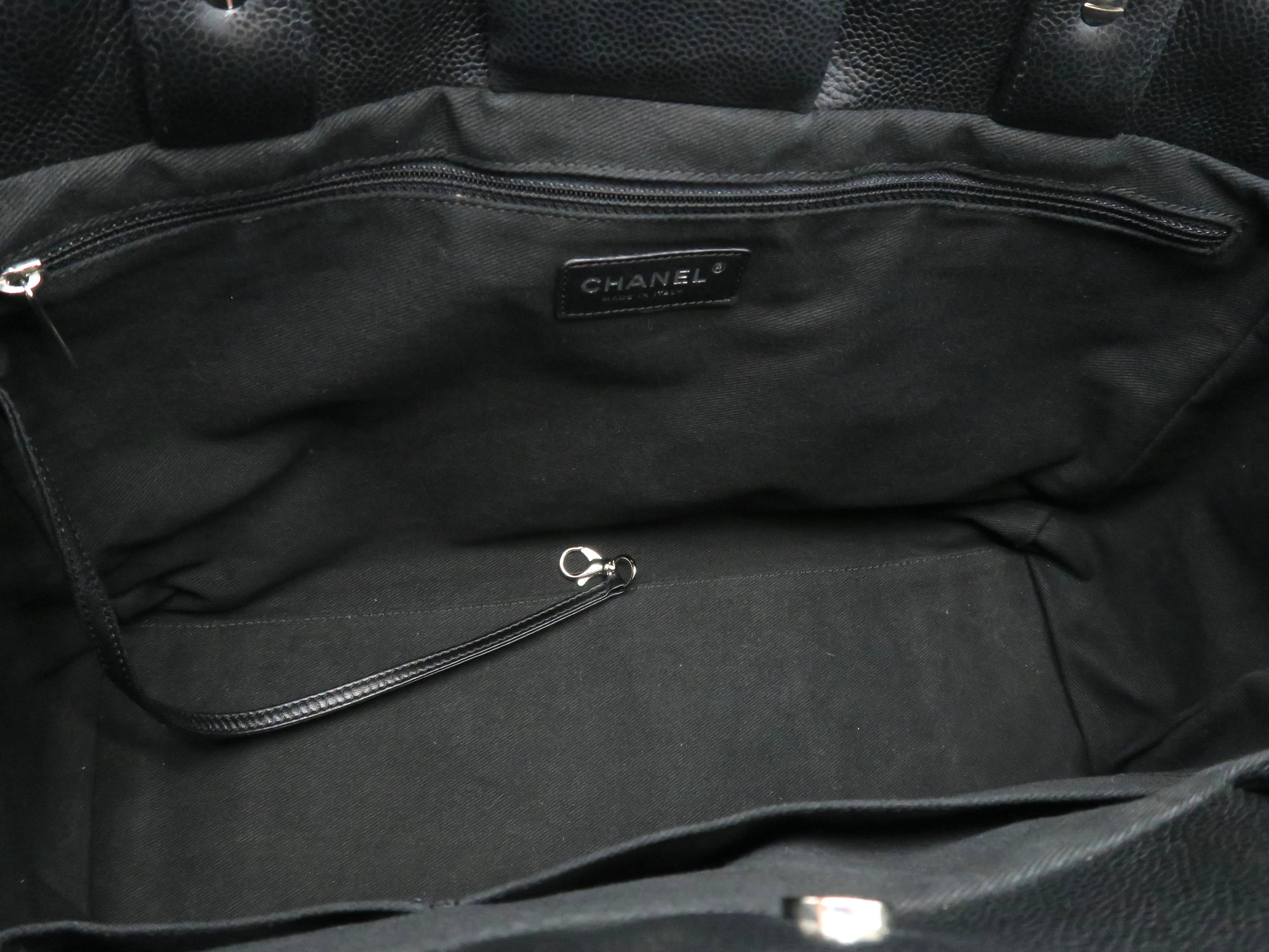 Chanel Black Caviar Leather Tote Bag For Sale 4