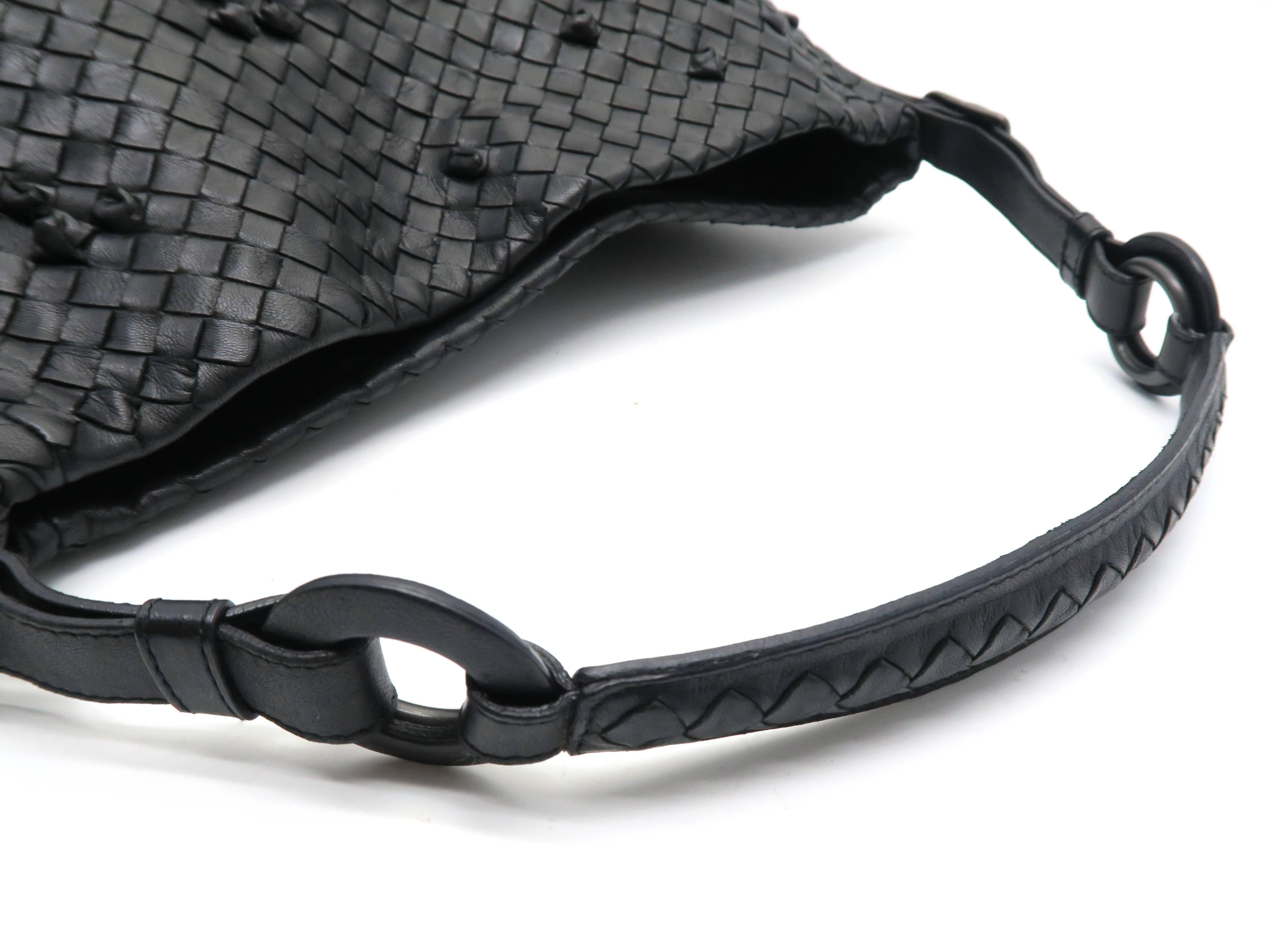 Bottega Veneta Black Intrecciato Leather Shoulder Bag 1