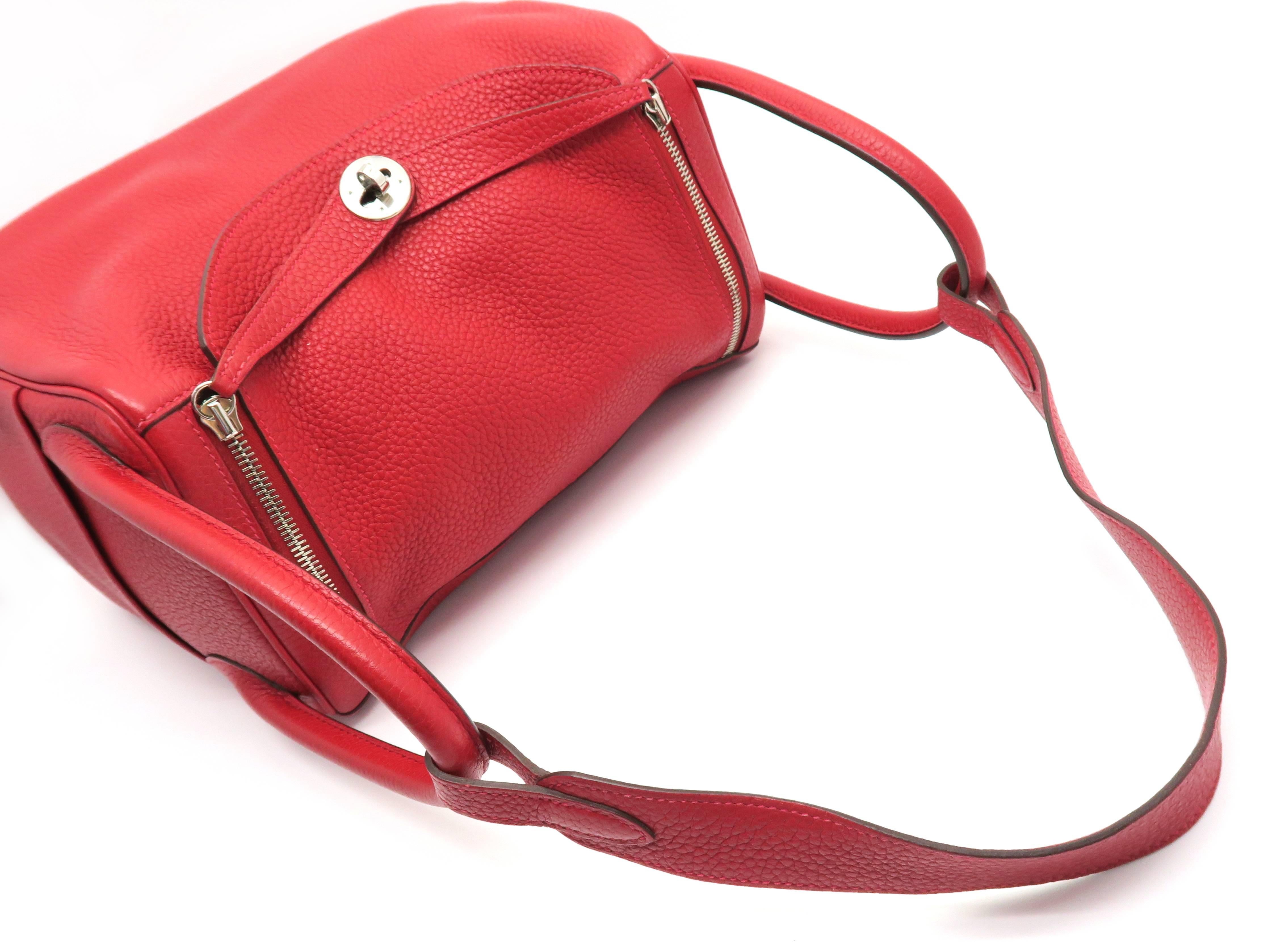 Hermes Lindy 30 Rouge Garance Taurillon Clemence Leather Shoulder Bag 2