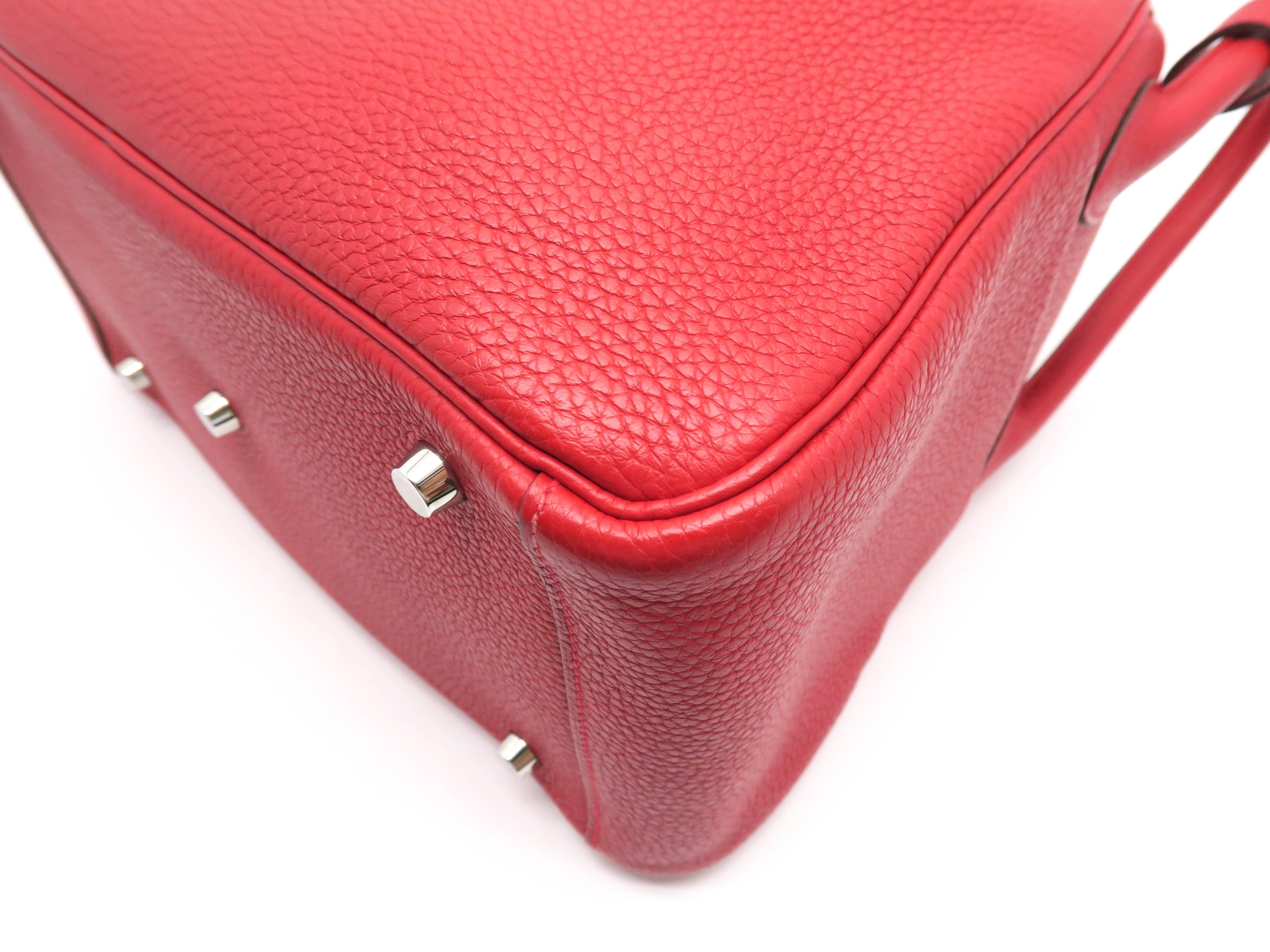 Hermes Lindy 30 Rouge Garance Taurillon Clemence Leather Shoulder Bag 4