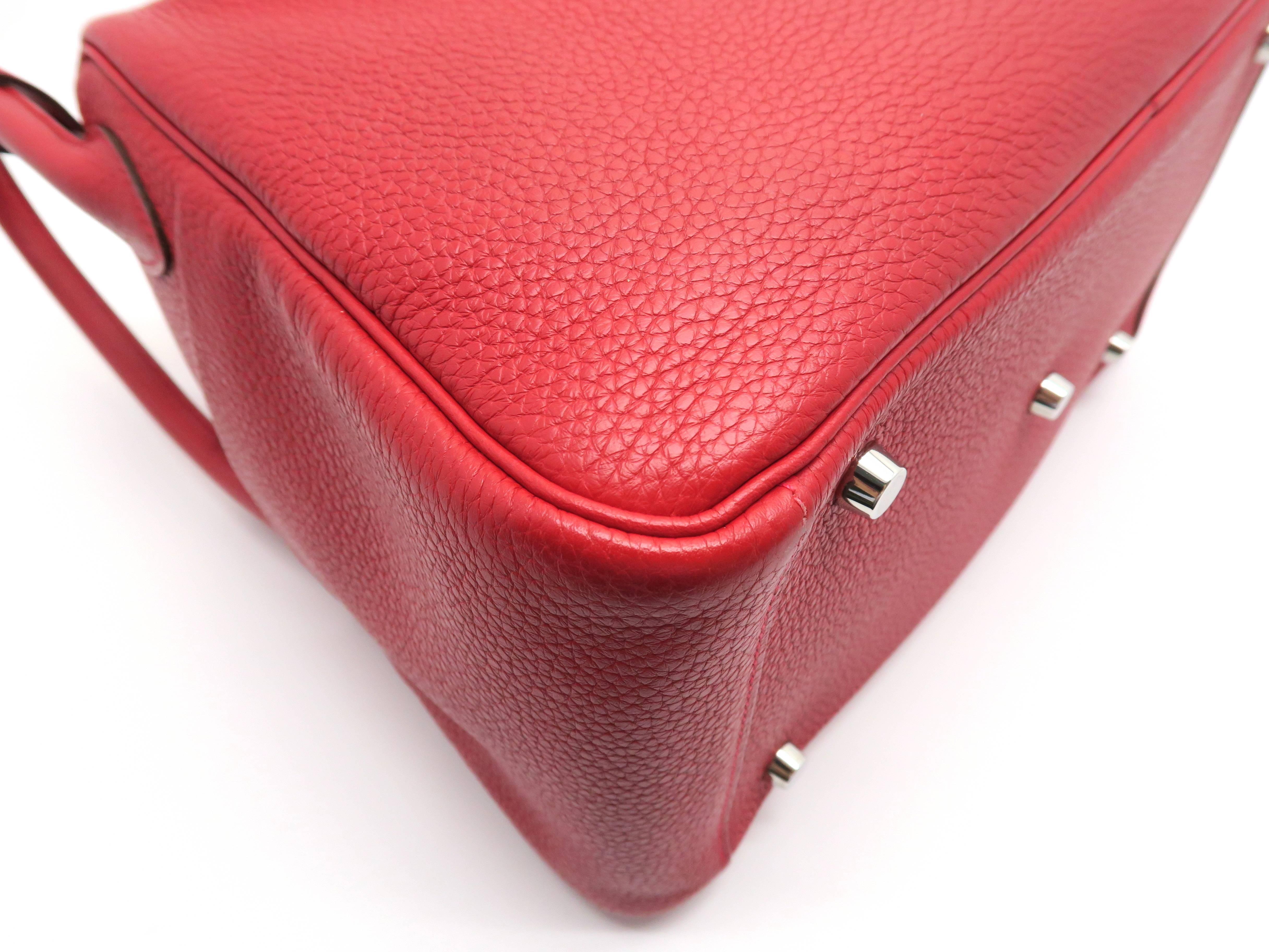 Hermes Lindy 30 Rouge Garance Taurillon Clemence Leather Shoulder Bag 5