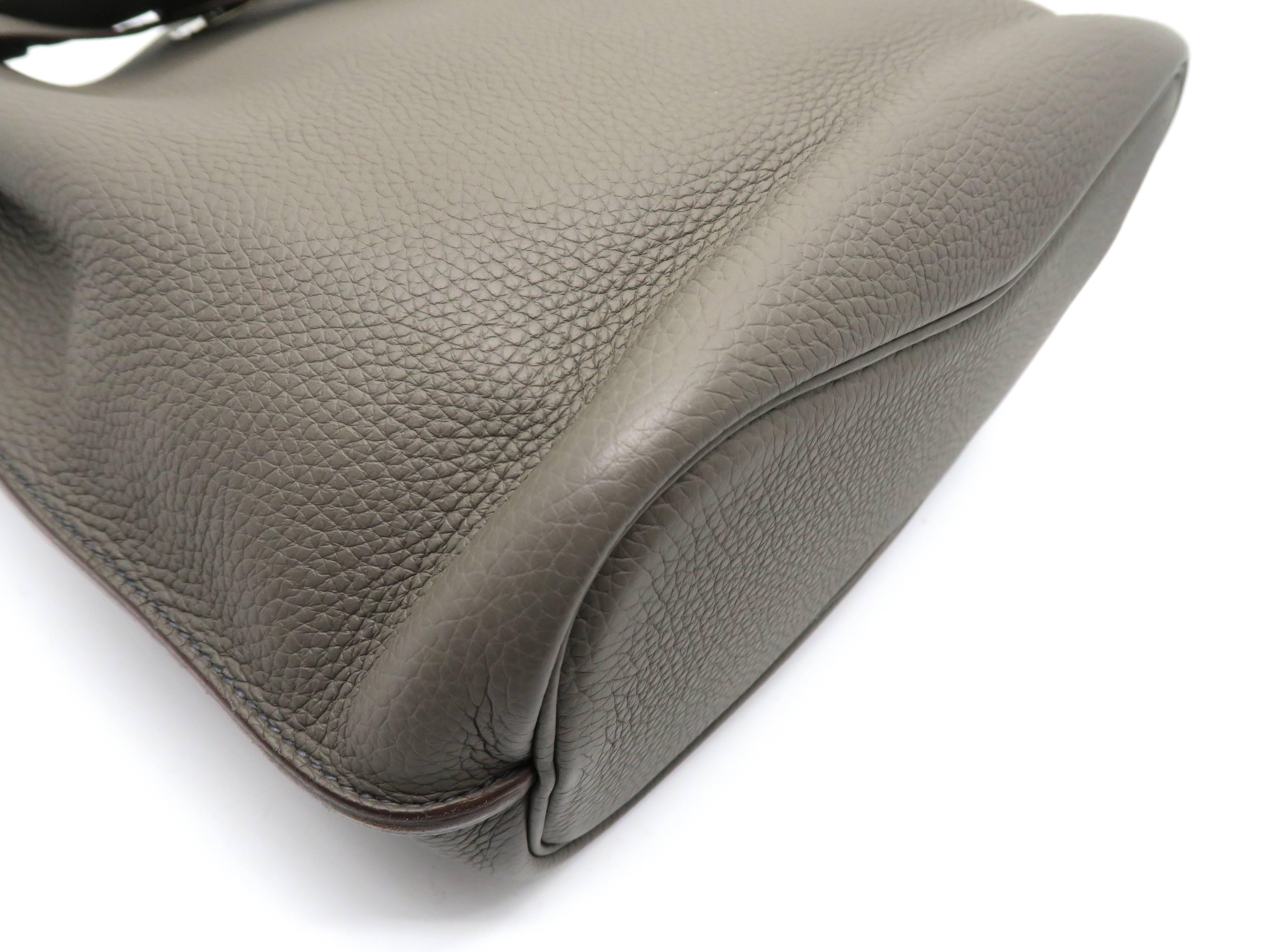 Hermes So Kelly Etain Taurillon Clemence Leather Silver Metal Shoulder Bag 6