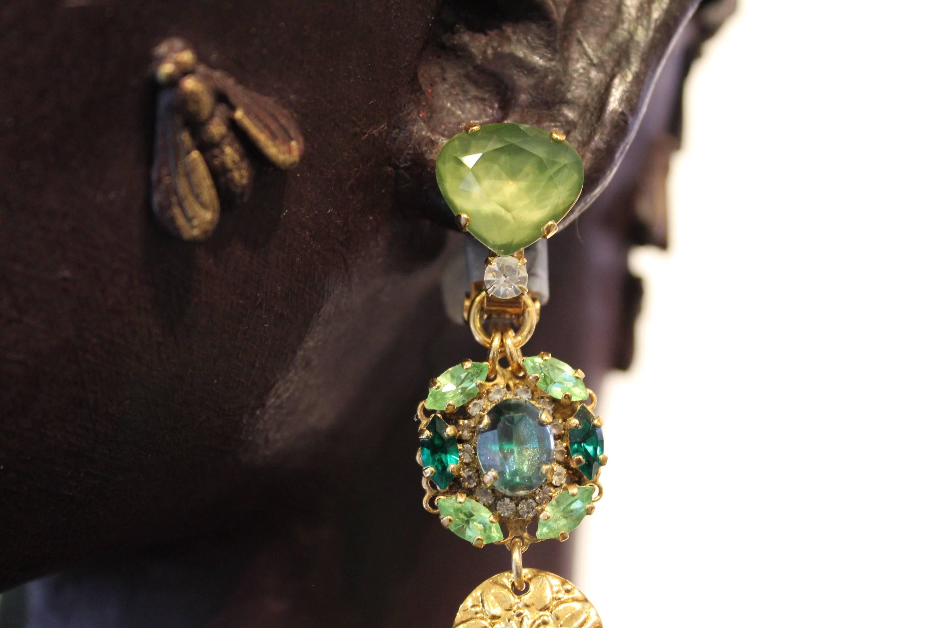 Women's Green Tassel Gold-plated Drop Earrings