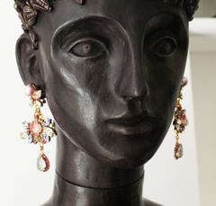 Pink, Blue and Lilac Swarovski Crystal and Pearl Statement Earrings