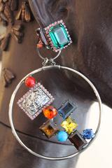 21st Century Modern Swarovski Cluster Hoop Earrings by VICKISARGE