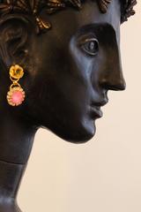 Swarovski Crystal Enamel Gold Plated Rose Drop Neon Earrings