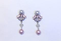 Silver and Pink Swarovski Crystal Pearl Statement Earrings