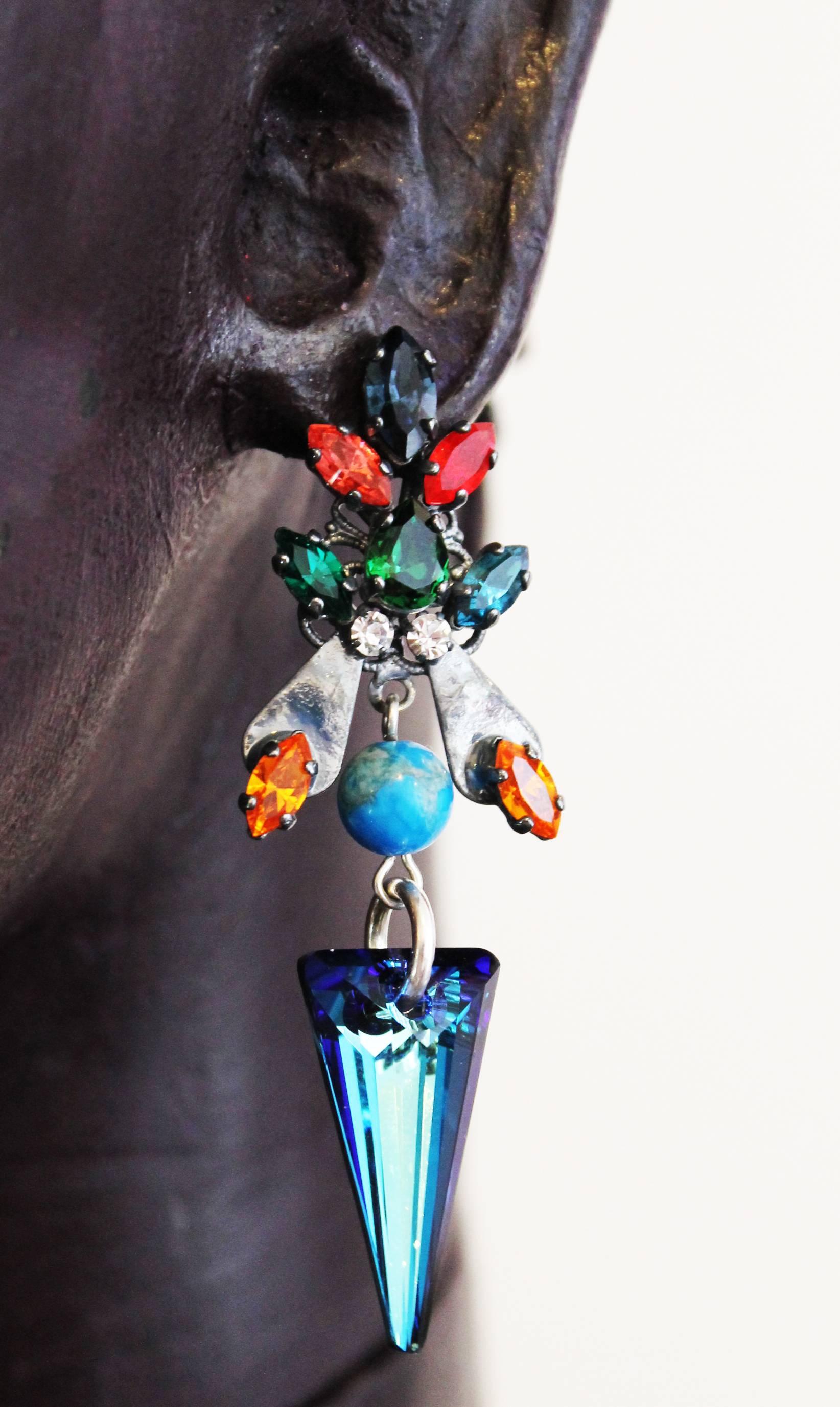 21st Century Modern Swarovski Crystal and Bead Drop Earrings by VICKISARGE For Sale 5
