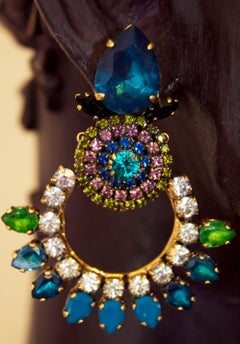 Blue and Green Statement Crystal Earrings by the Earring Expert, VICKISARGE