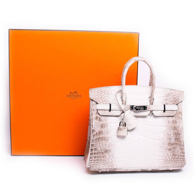 New Hermes Blanc Himalayan Himalaya Birkin 25 White Crocodile Handbag –  MAISON de LUXE